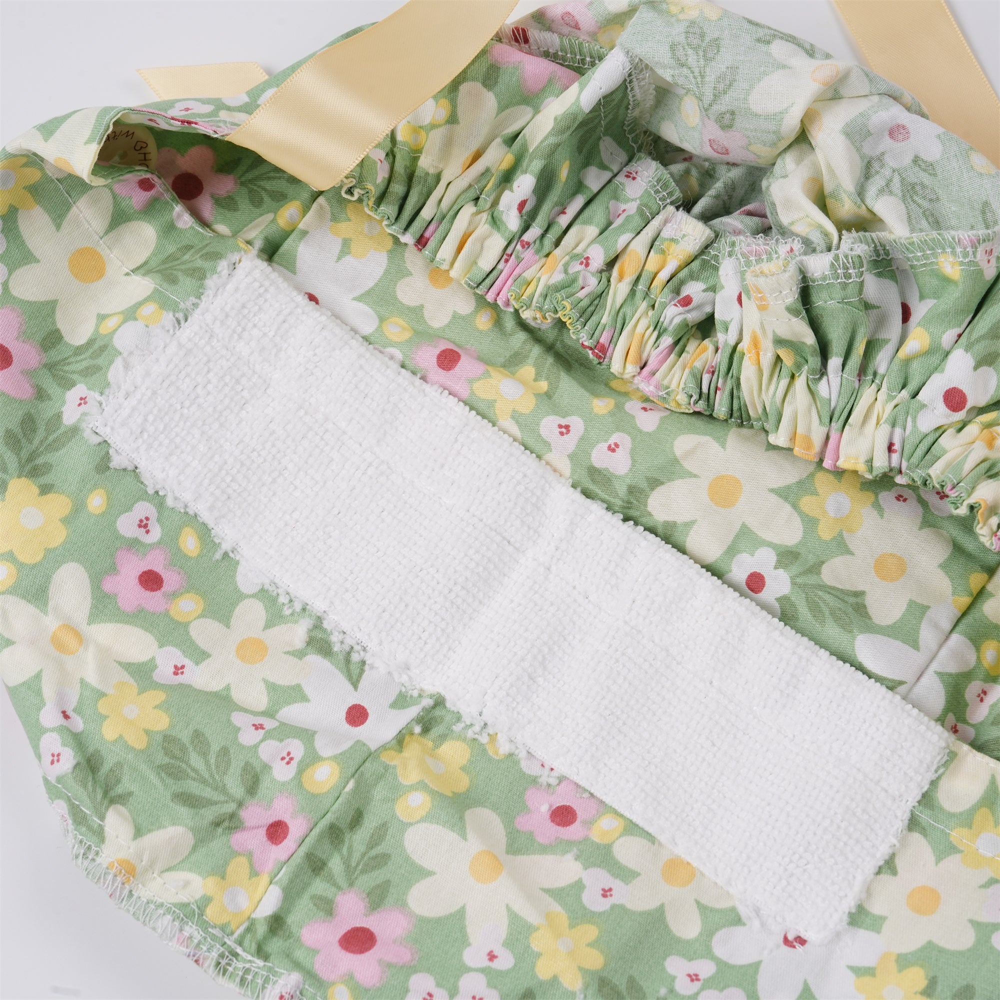 Pink White Floral Cotton Ponytail Scrub Cap