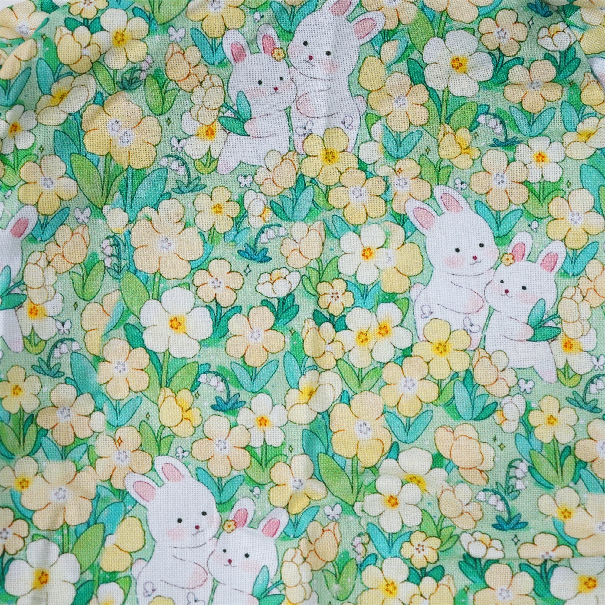 Yellow Floral Bunny Cotton Ponytail Scrub Cap