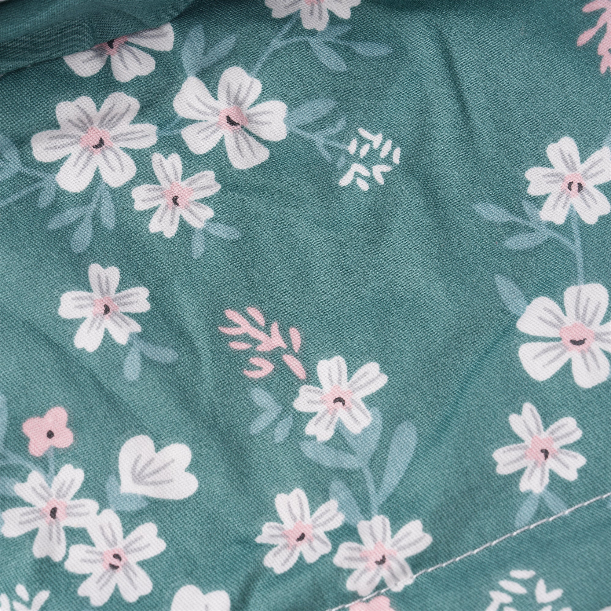 Green Floral Cotton Ponytail Scrub Cap