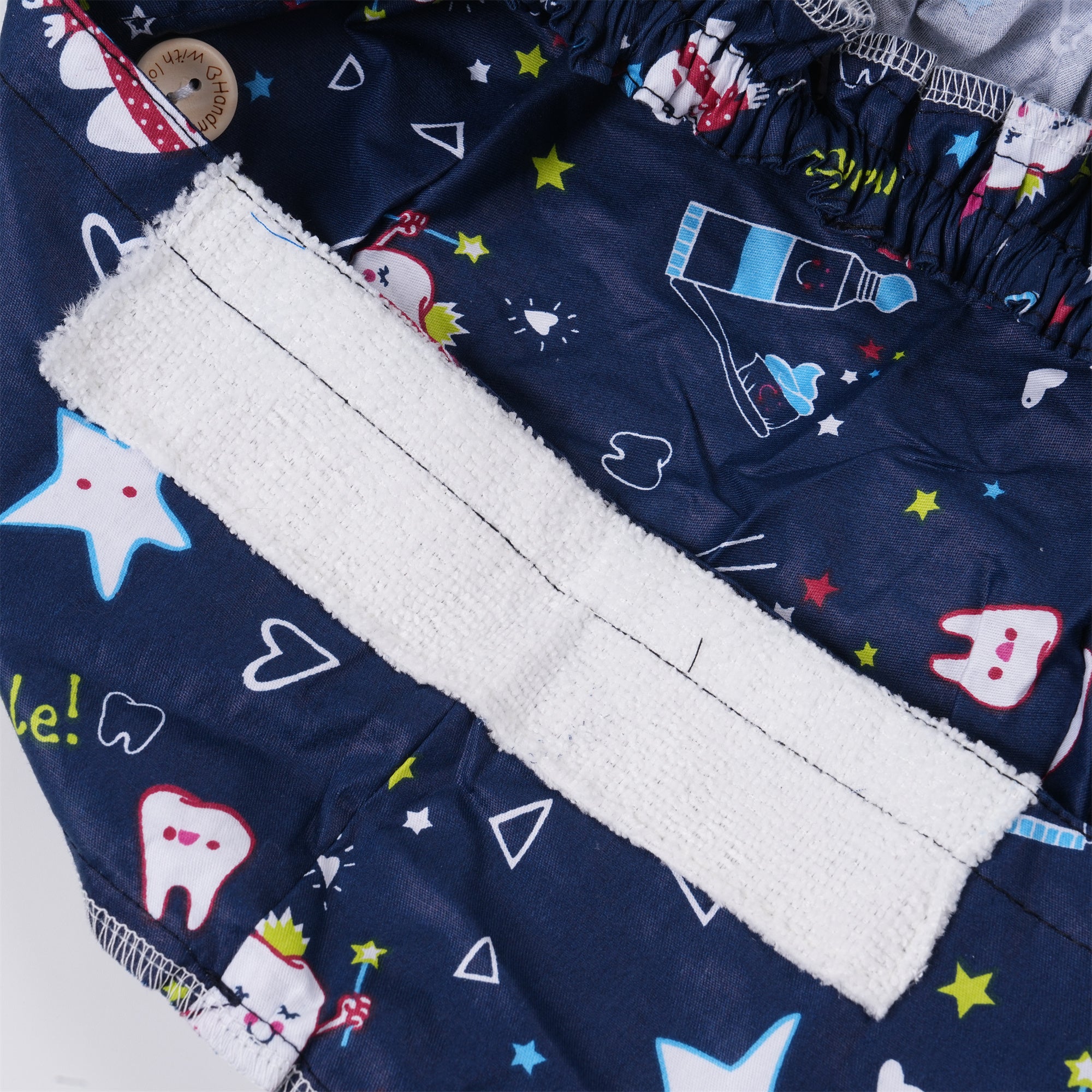 Navy Teeth Cotton Ponytail Scrub Cap