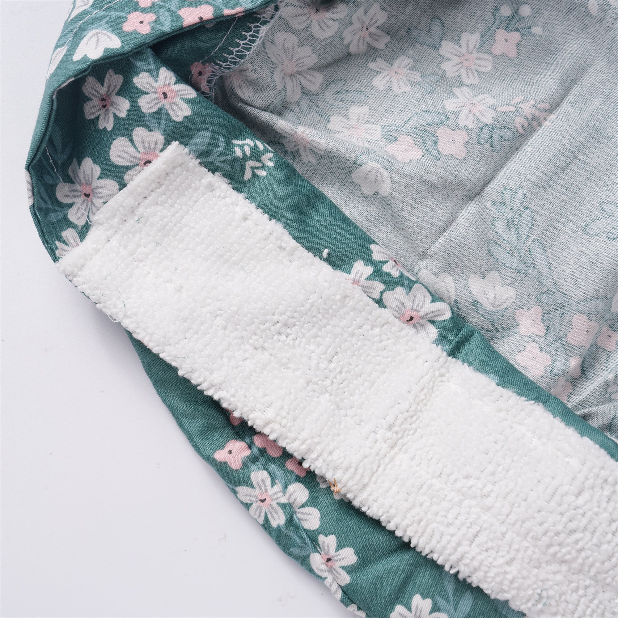 Green Floral Cotton Ponytail Scrub Cap