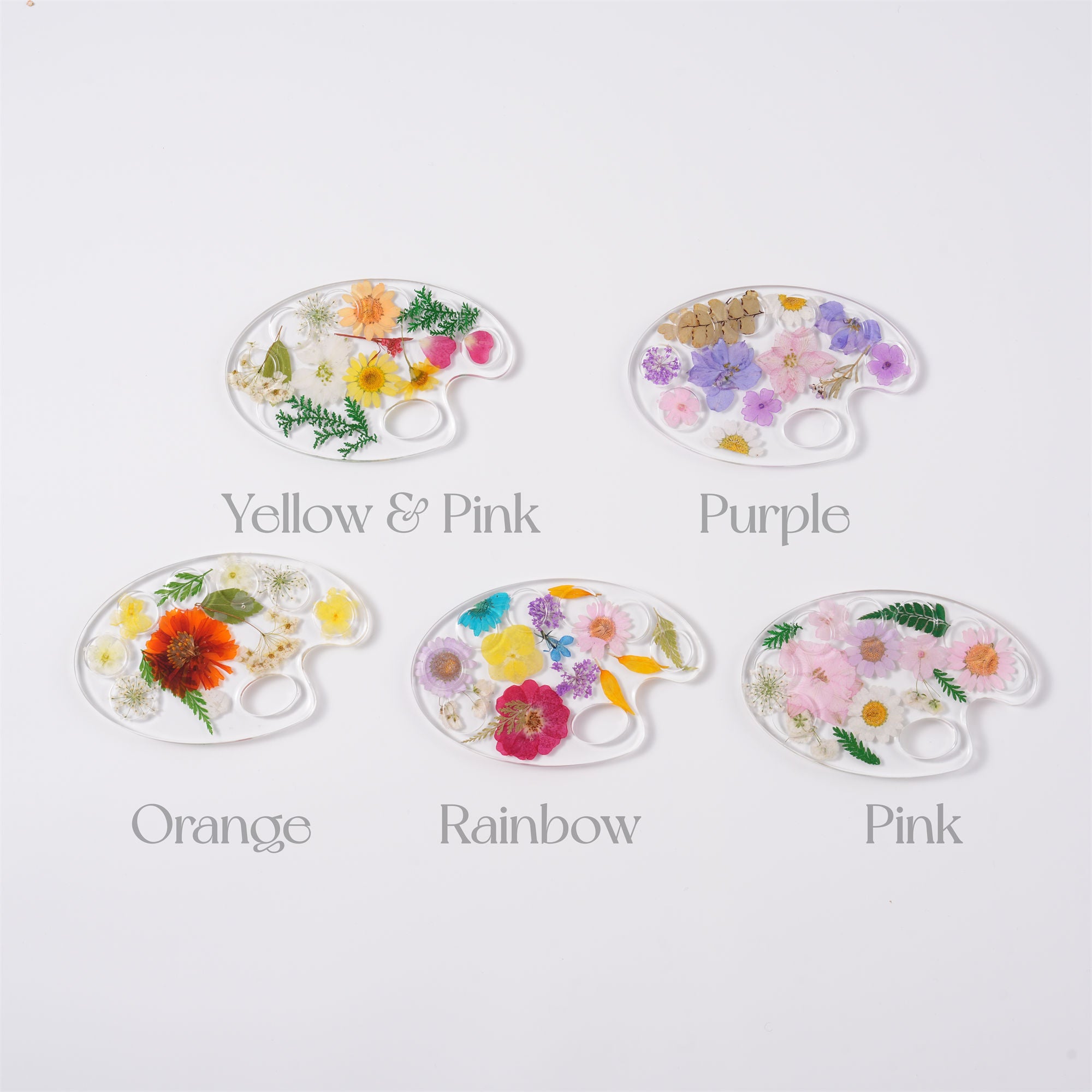 Small Press Flowers Paint Palette,5 Colors,Resin Art,Paint Tool for Artist Gifts