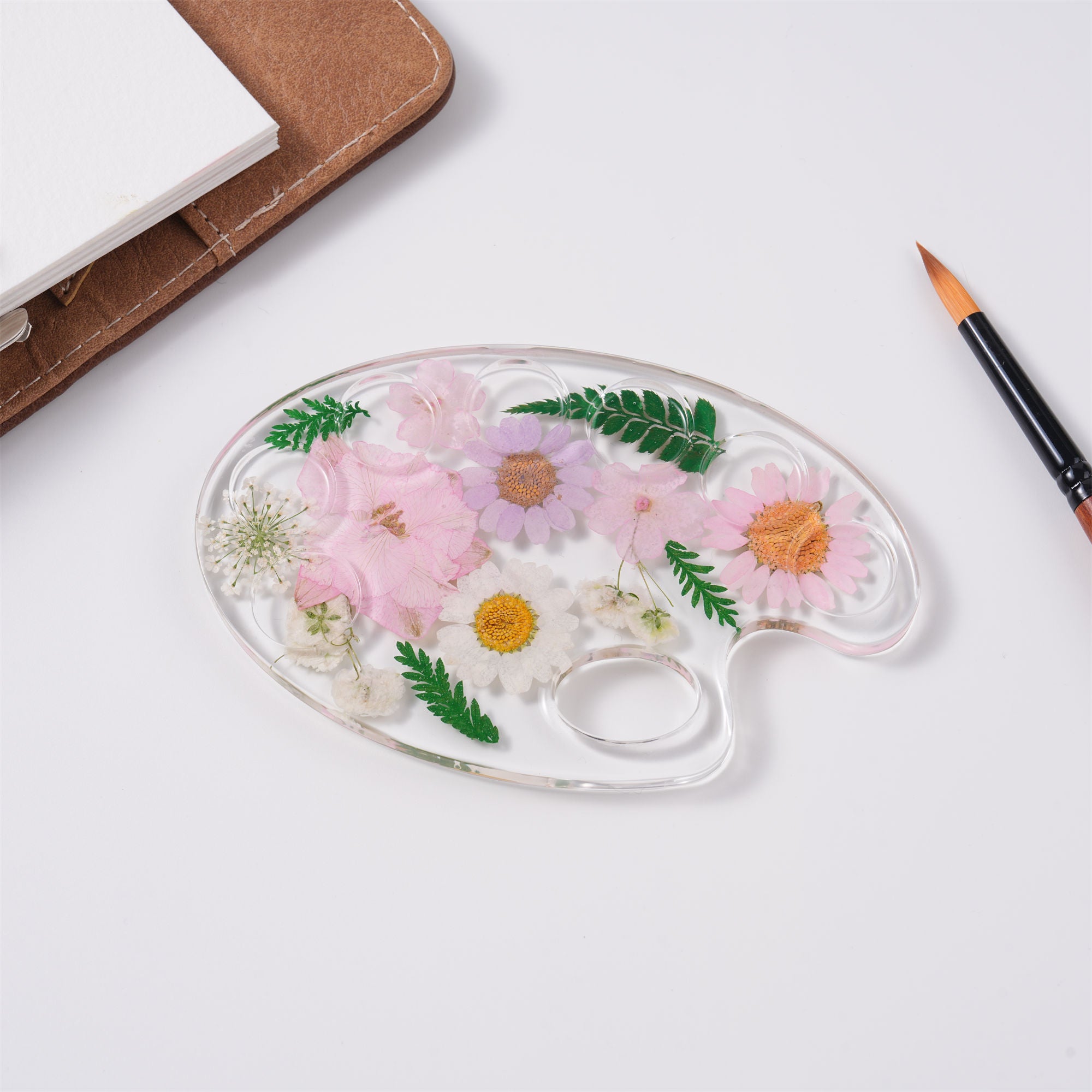 Small Press Flowers Paint Palette,5 Colors,Resin Art,Paint Tool for Artist Gifts