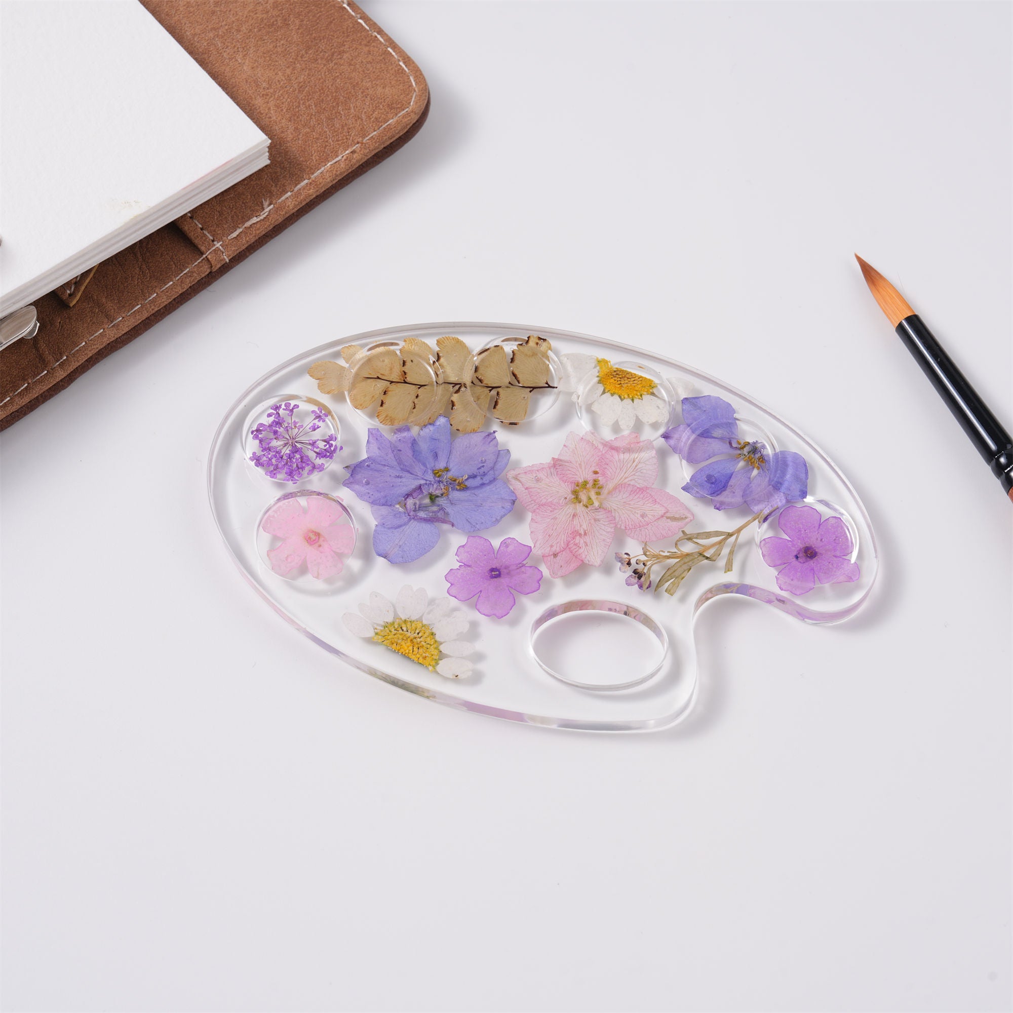 Small Press Flowers Paint Palette,5 Colors,Resin Art,Paint Tool for Artist Gifts