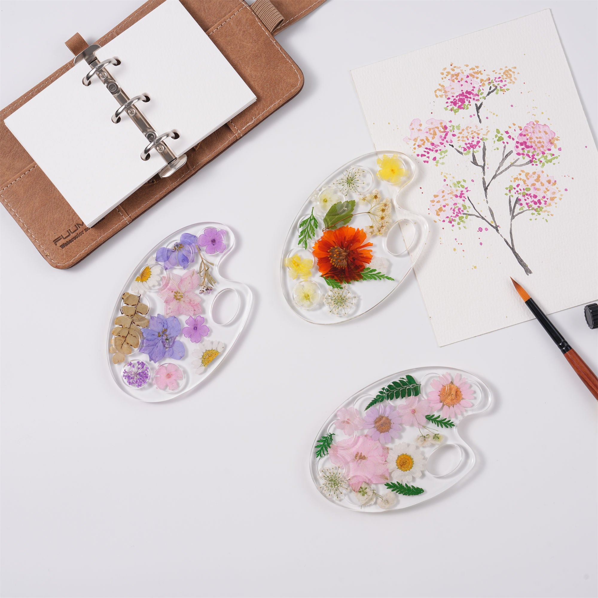 Small Press Flowers Paint Palette,5 Colors,Resin Art,Paint Tool for Artist Gifts