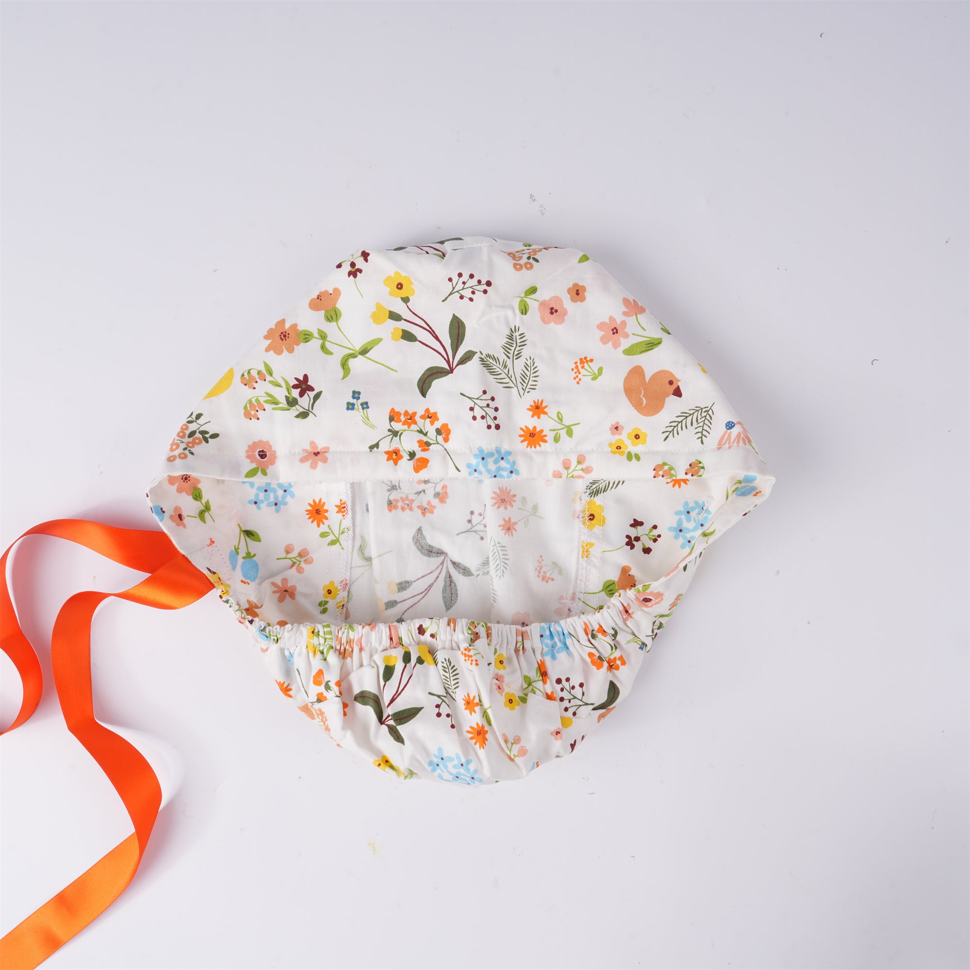 Summer Duck Floral Cotton Ponytail Scrub Cap