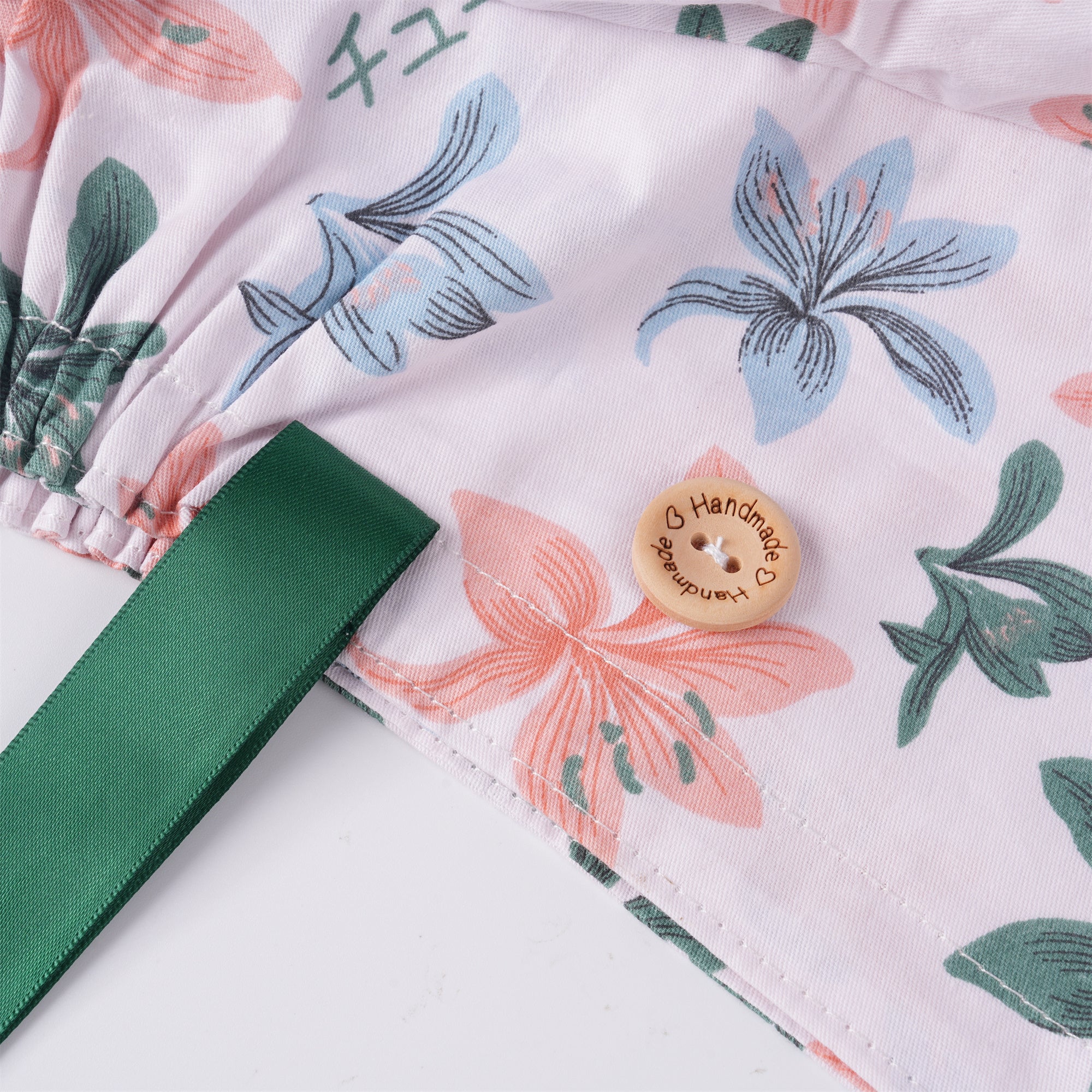 Colorful Lily Flower Cotton Ponytail Scrub Cap