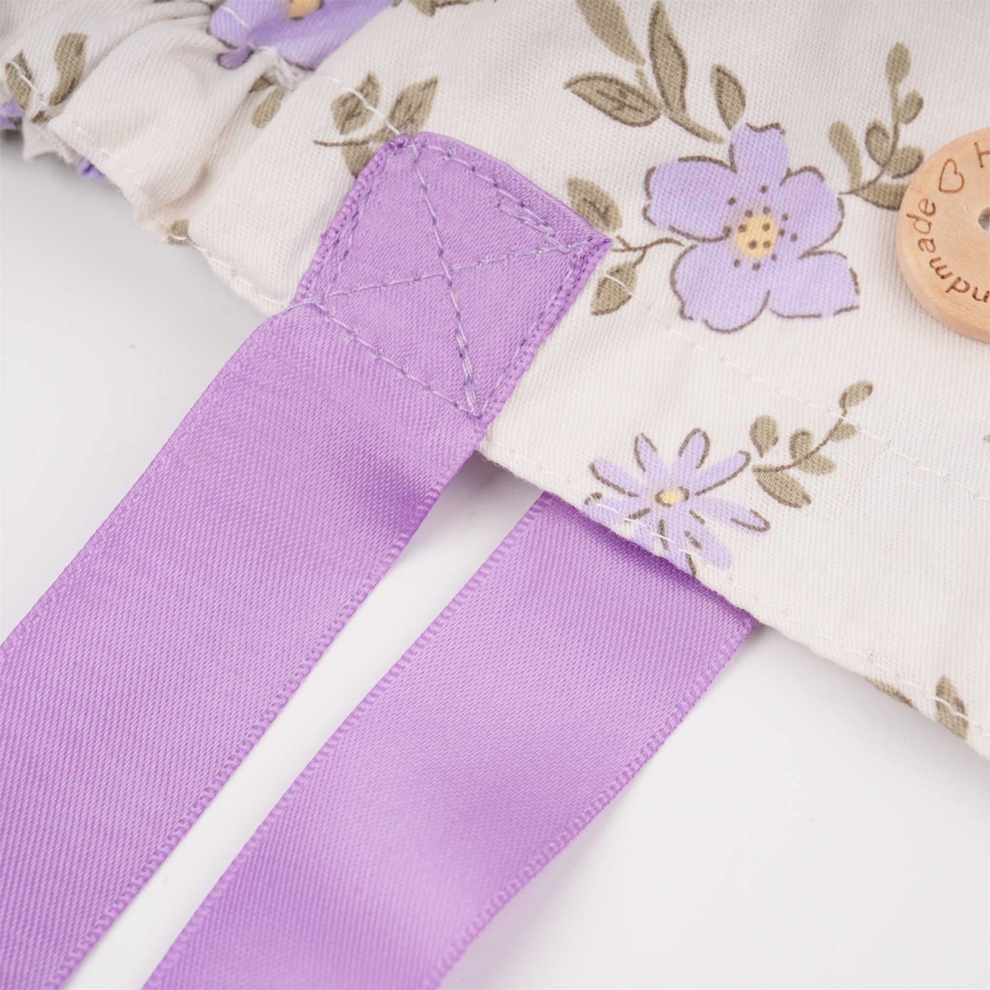 Purple Flower Cotton Ponytail Scrub Cap
