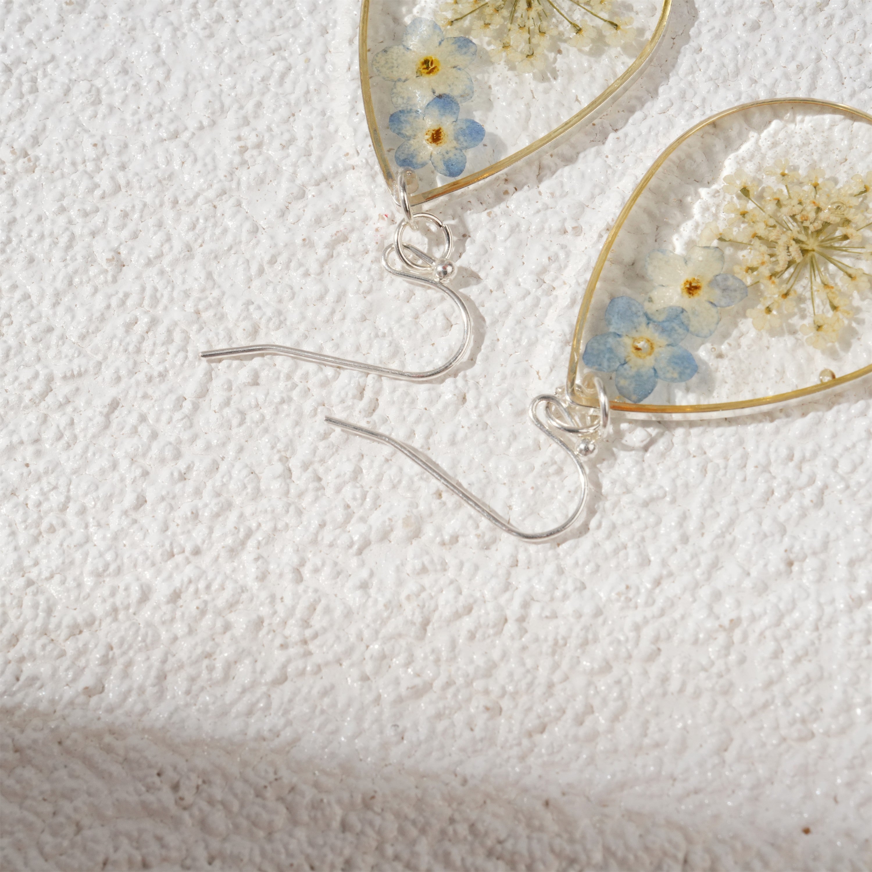Resin Dried Flower Hook Earrings,Handmade Real Flower Jewelry,Pressed Flower Dangles