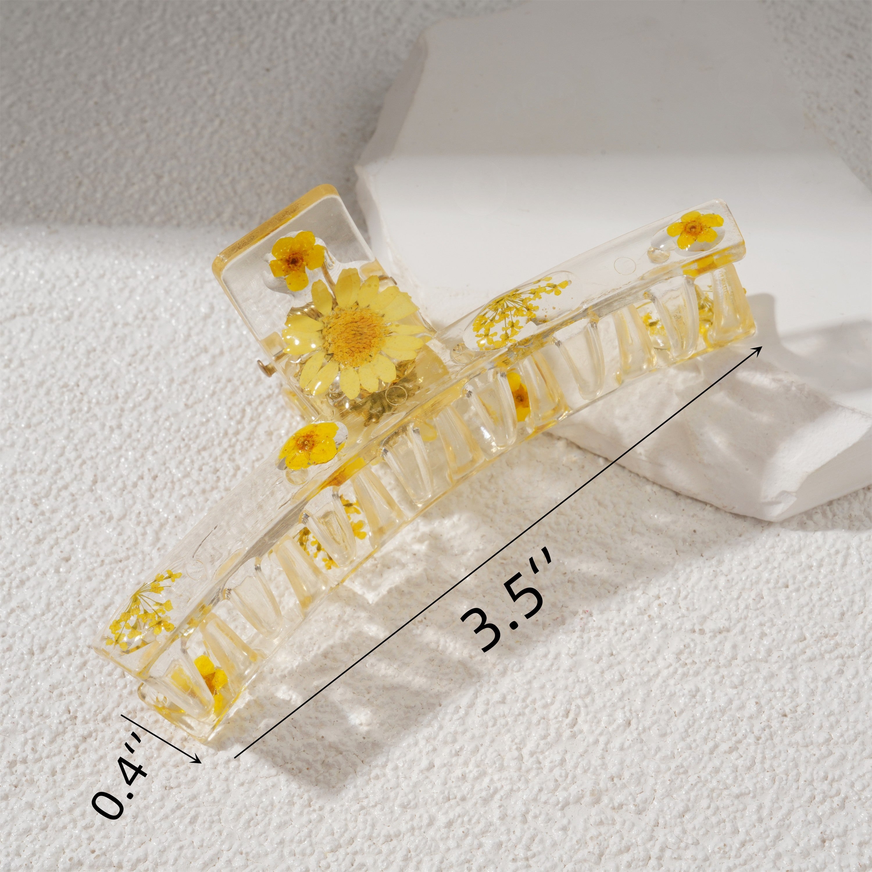 Large Resin Daisy Flower Hair Claw For Her,Dried Flower Resin Hair Claw