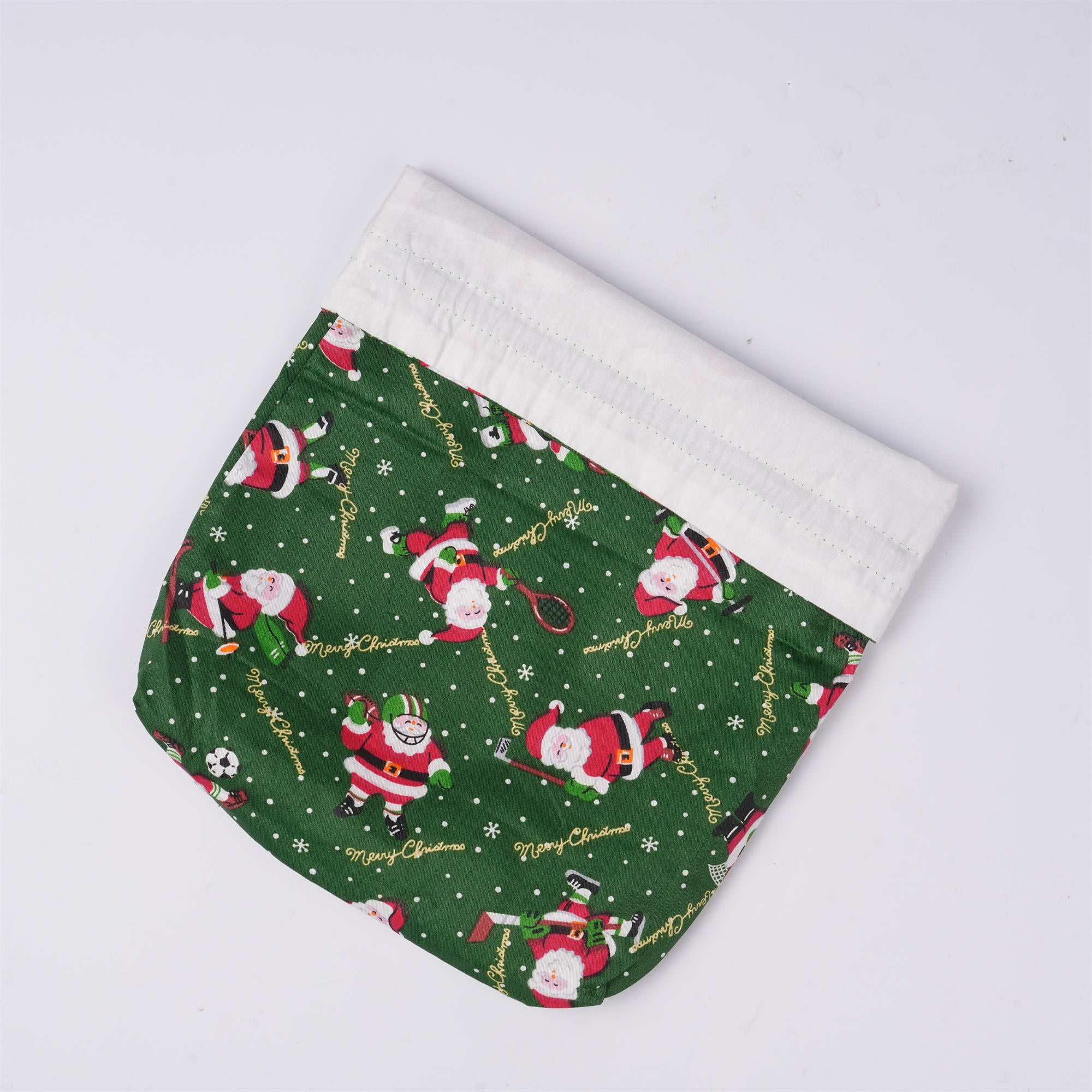 Green Christmas Drawstring Gift Bags,Santa,Holiday Gift Wrapping