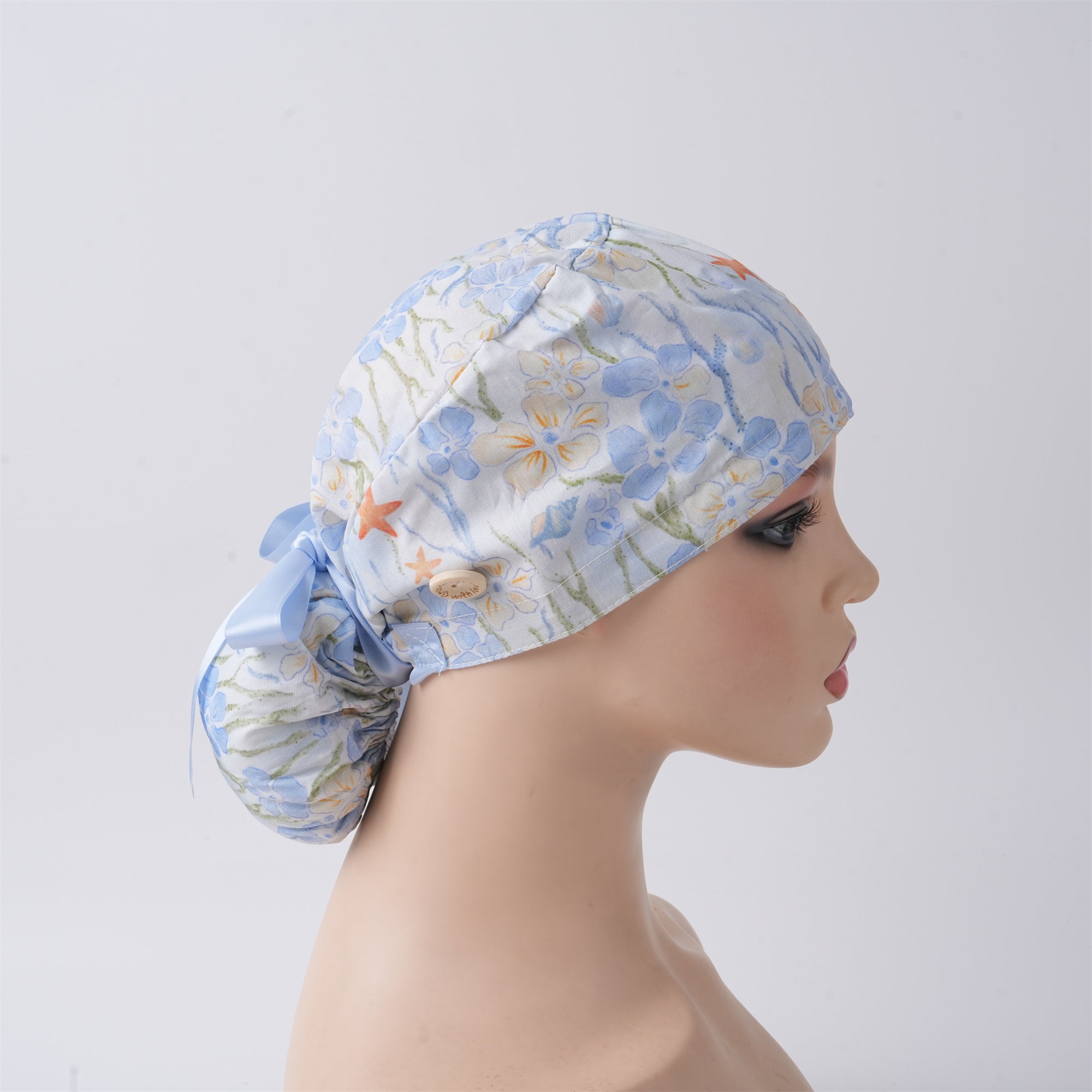 Blue Ocean Animal Ponytail Scrub Cap