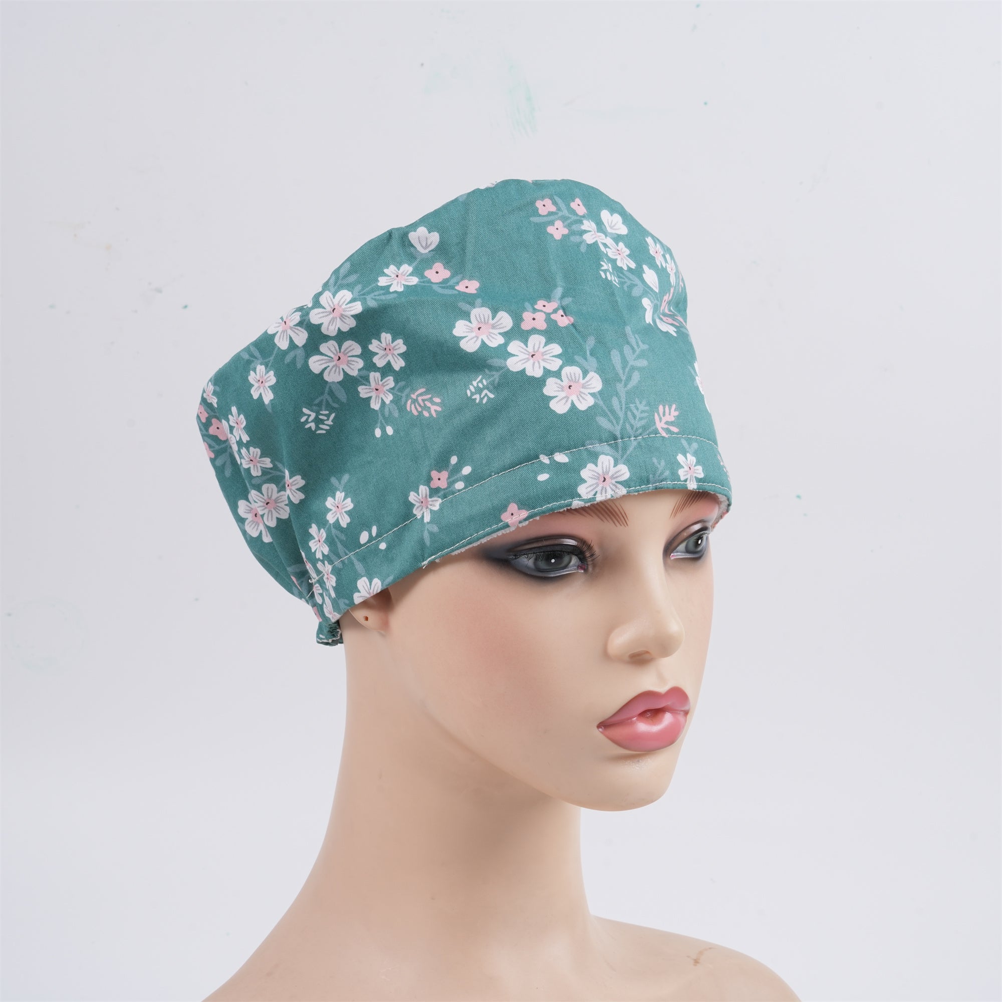 Cherry Blooms Surgical Scrub Cap, Handmade Cotton Tiebcak Surgery Cap