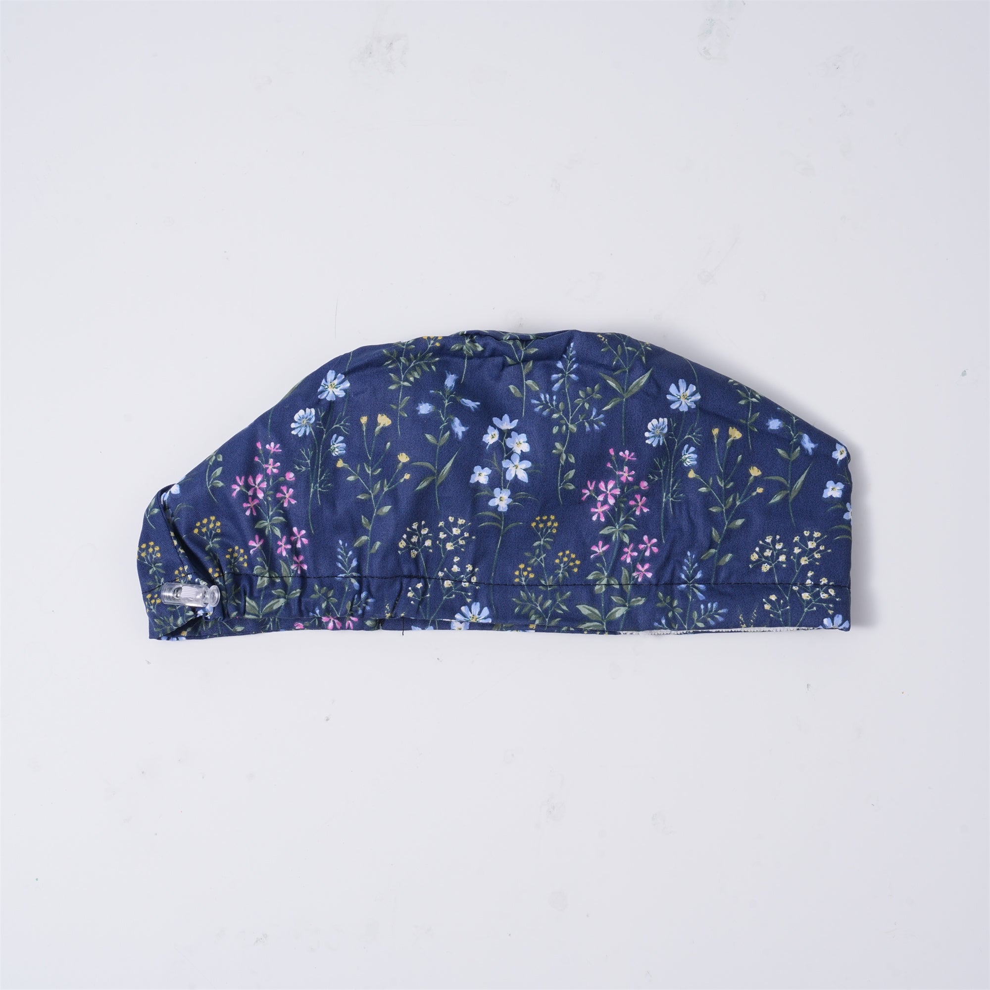 Blue Pink Floral Surgical Scrub Cap - Tieback Style