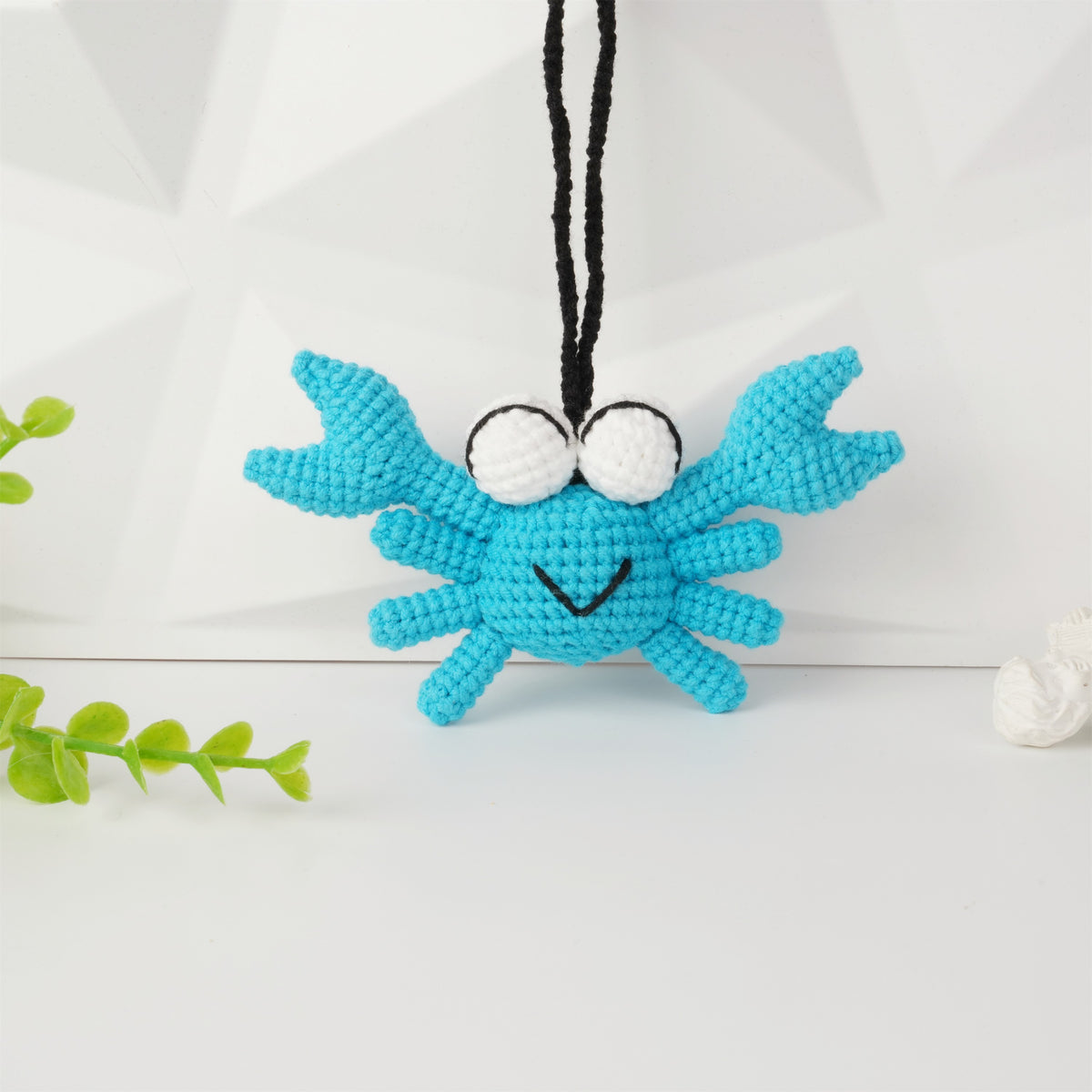 Handmade Crochet Crab Pendant, Ocean Animal Car Hanging