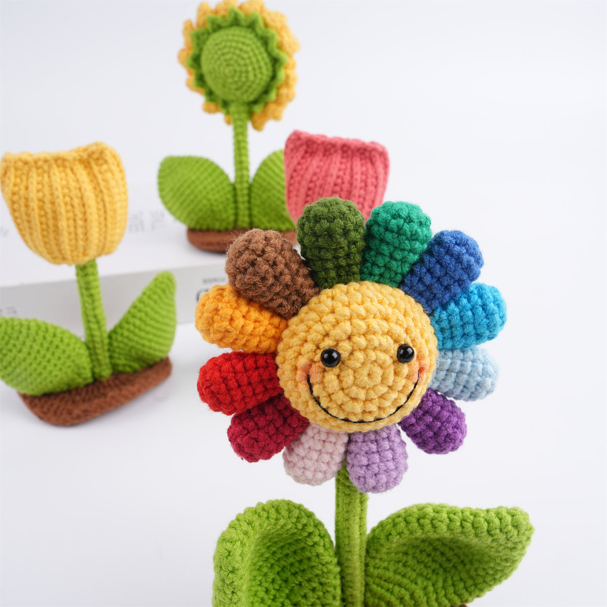 Crochet Tulip/Sunflower Phone Holder,Handmade Gifts