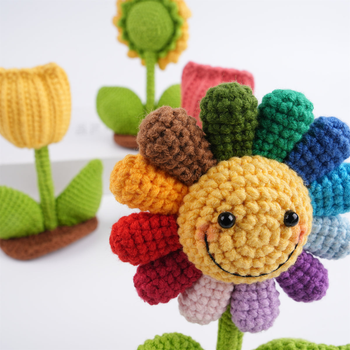 Crochet Tulip/Sunflower Phone Holder,Handmade Gifts