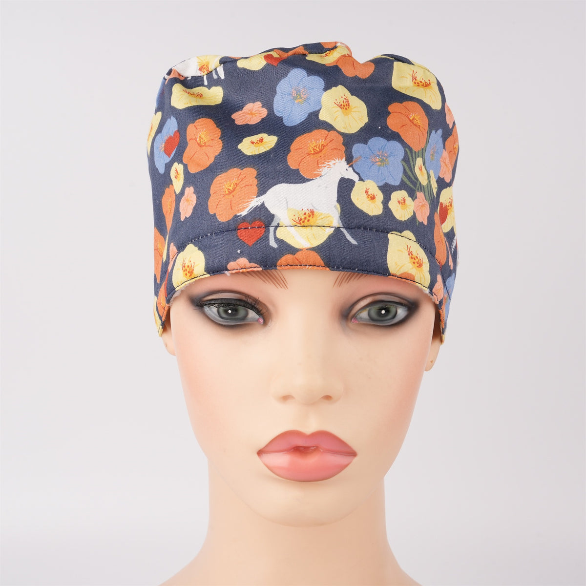 Autumn Flower Cotton Ponytail Scrub Cap