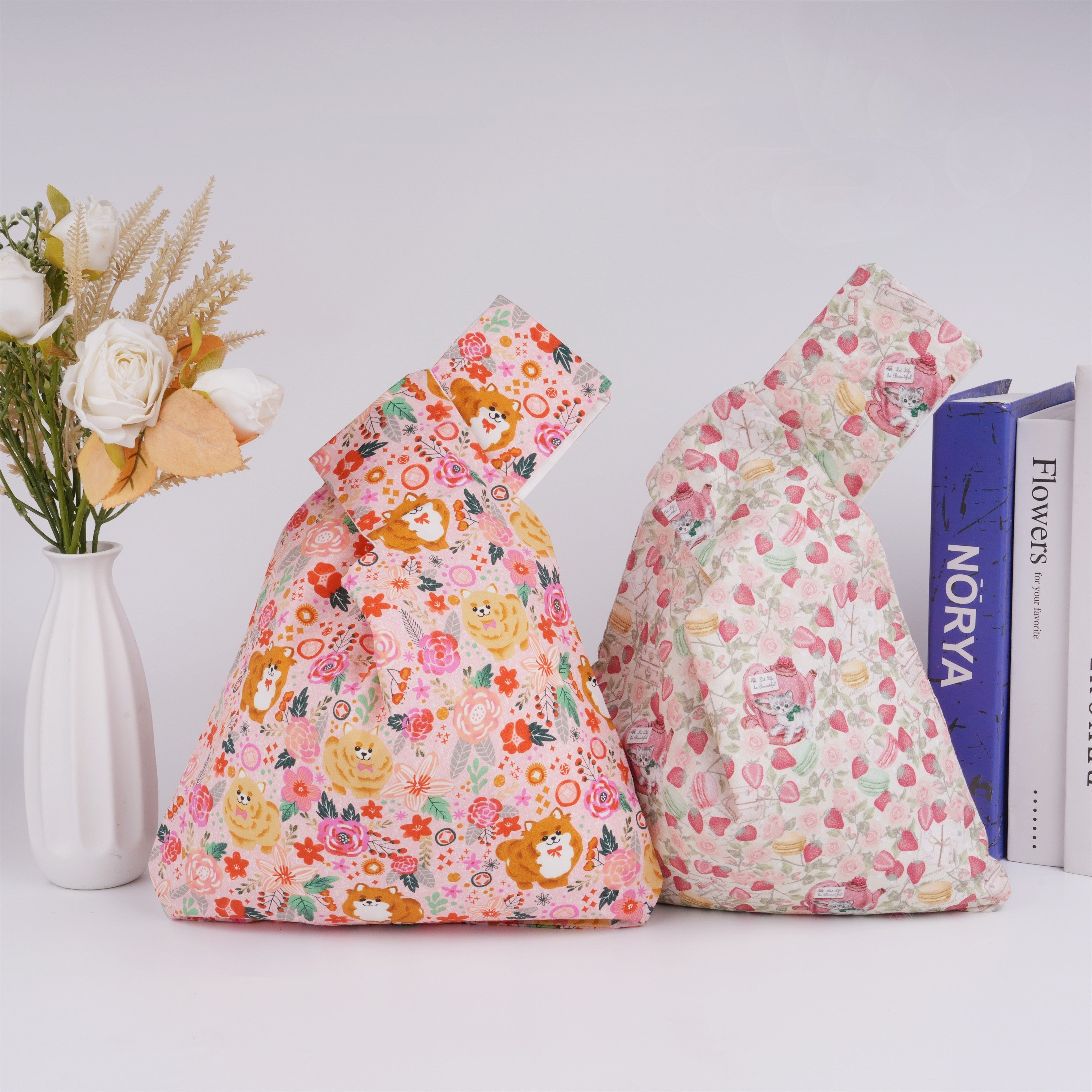 Sweet Doggy Cat Satin Knot Bag,Great for Wedding Guest,Bridesmaid Party,Birthday