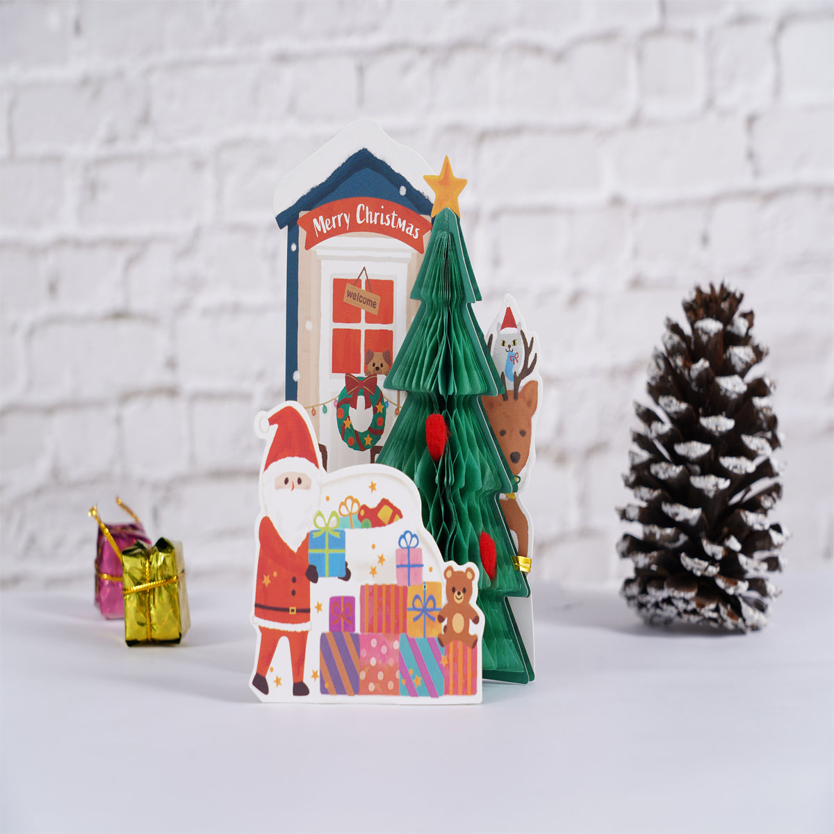 Cute Tiny Santa Gift Christmas Card