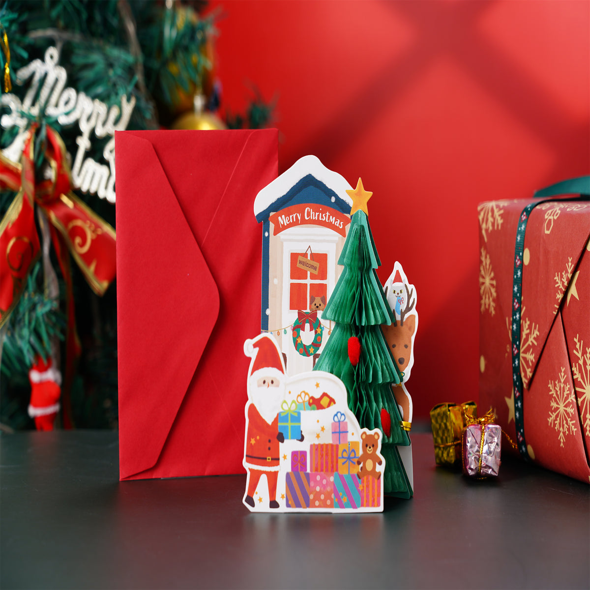 Cute Tiny Santa Gift Christmas Card