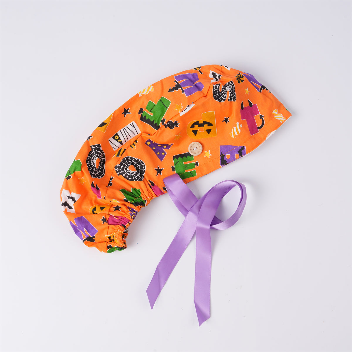Spooky Halloween Letter Ponytail Scrub Cap