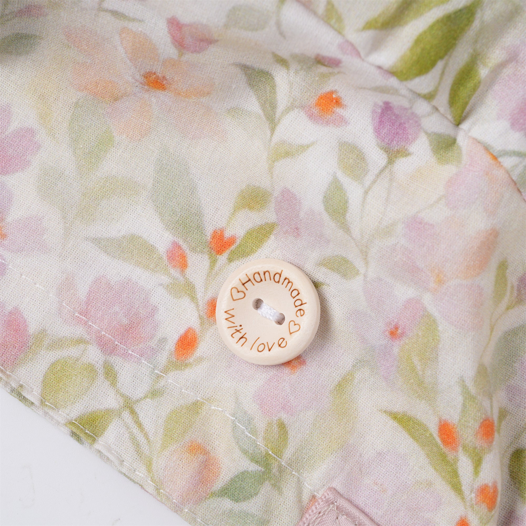 Apricot Watercolor Floral Cotton Ponytail Scrub Cap