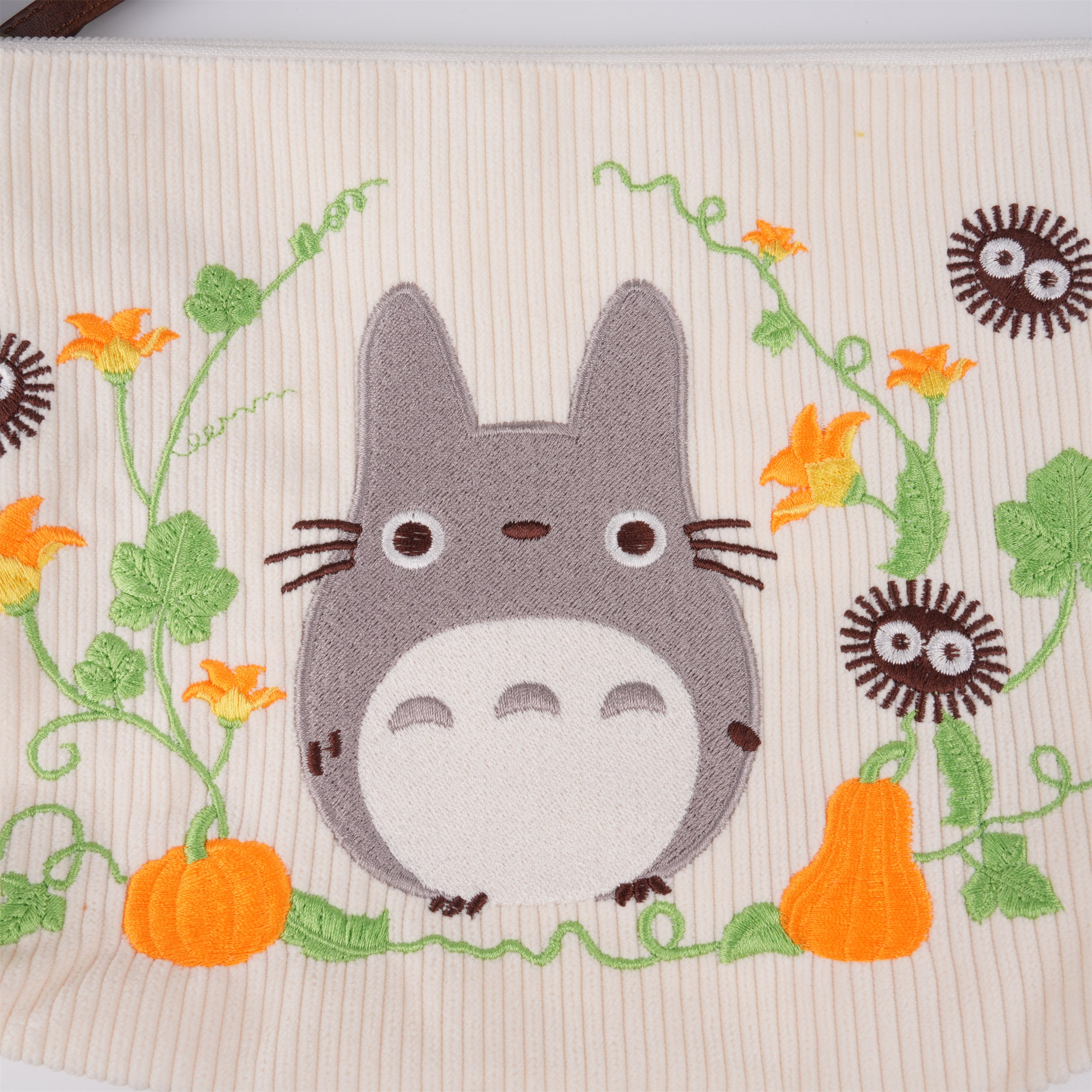 Totoro&pumpkin flower Corduroy Kindle Bag,Cute Bag for Switch/Kindle, Ideal Gift for Miyazaki Fans & Birthday Gift