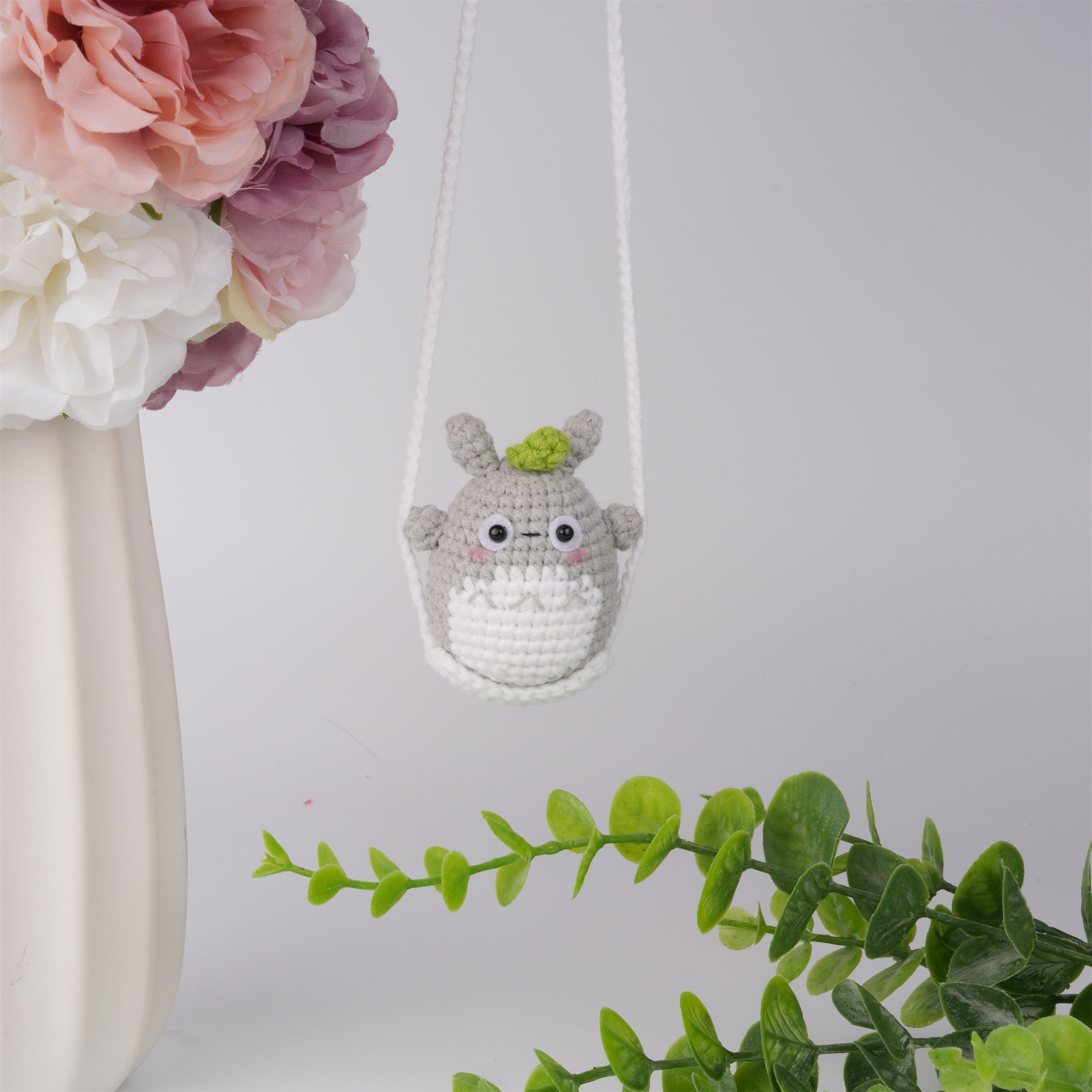 Crochet Totoro Car Hanging Decoration Mirror Hanger,Perfect Gift for Birthday