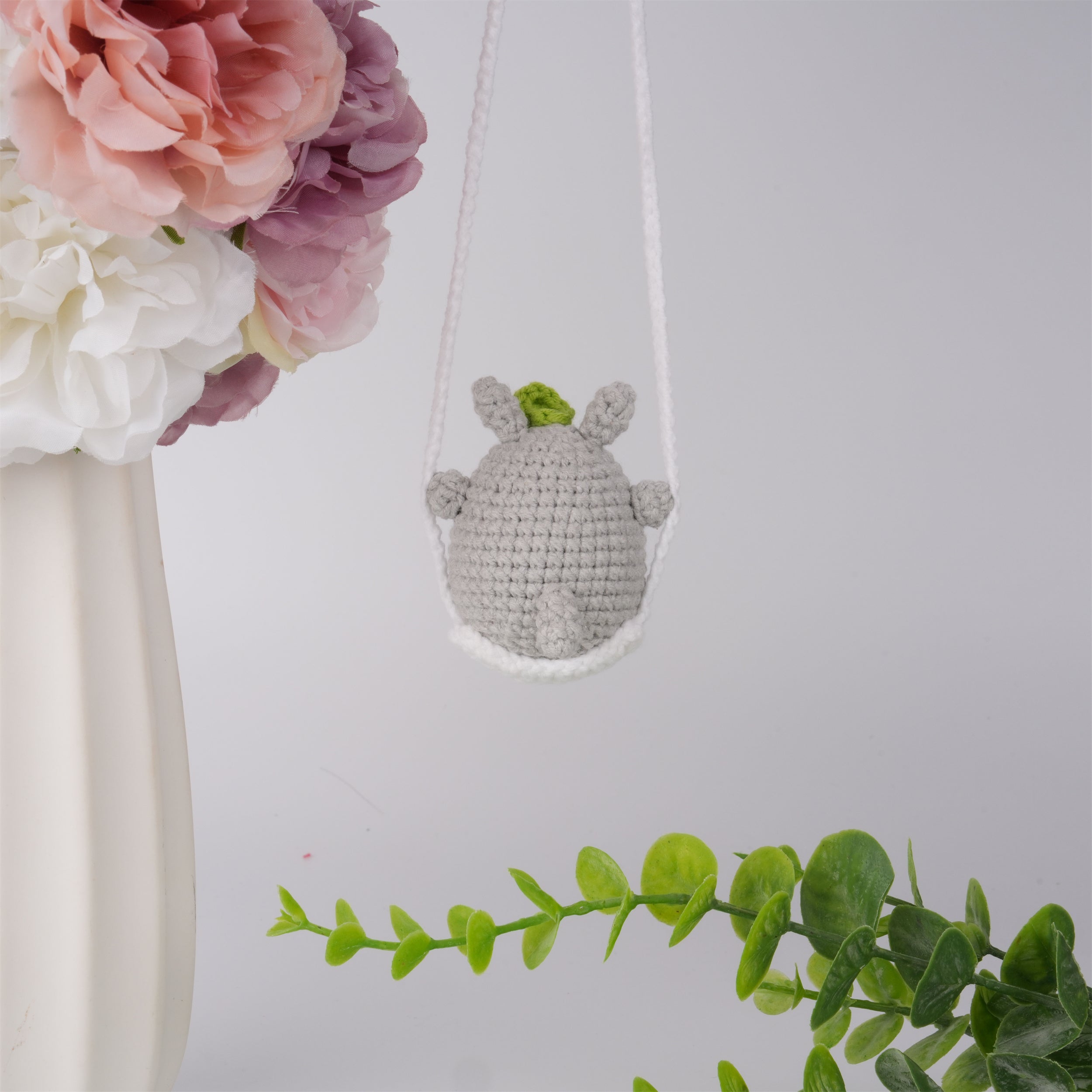 Crochet Totoro Car Hanging Decoration Mirror Hanger,Perfect Gift for Birthday