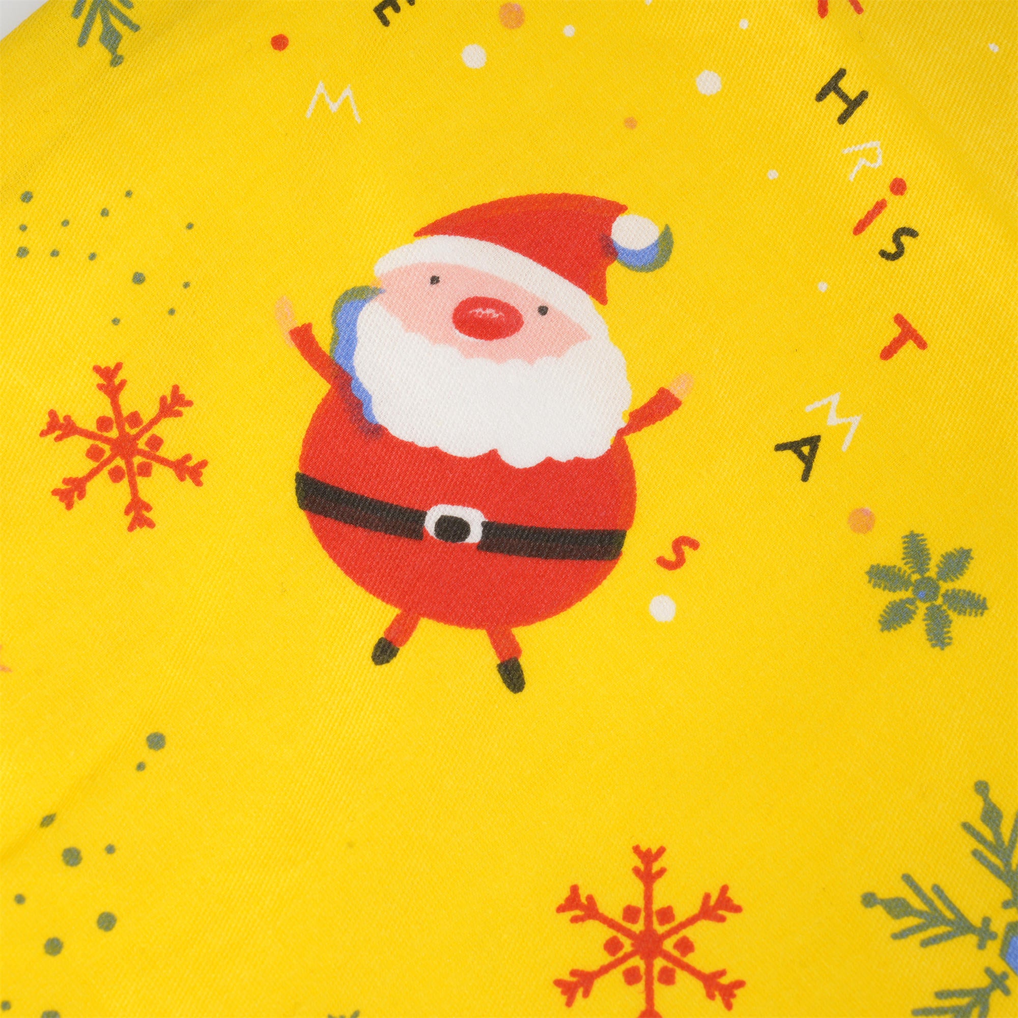 Yellow Christmas Gift Bag,Snata Claus,Snowflake Print,Xmas Sack