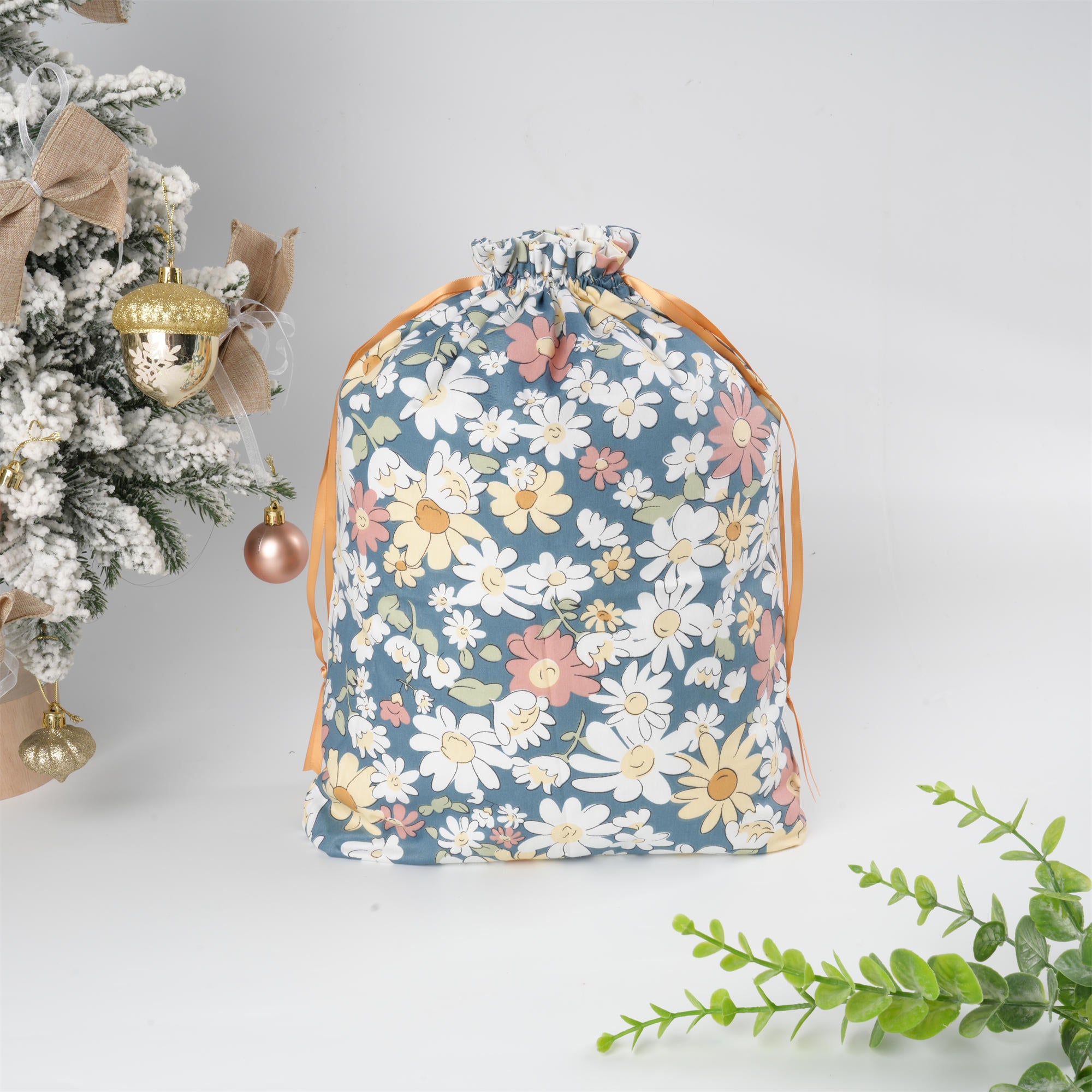 White/Orange/Pink Diasy Flower Drawstring Gift Bag,Holidy Party/Wedding Favor Gift Bag Wrapping