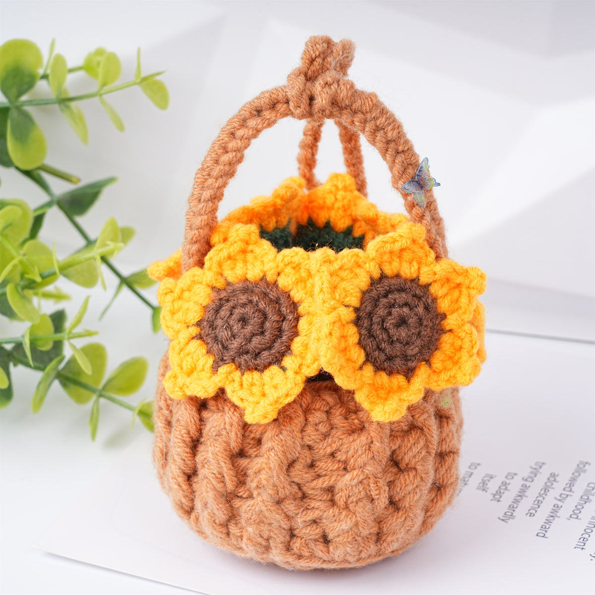 Crochet Flowers Basket Hanging,Fall Home Decor