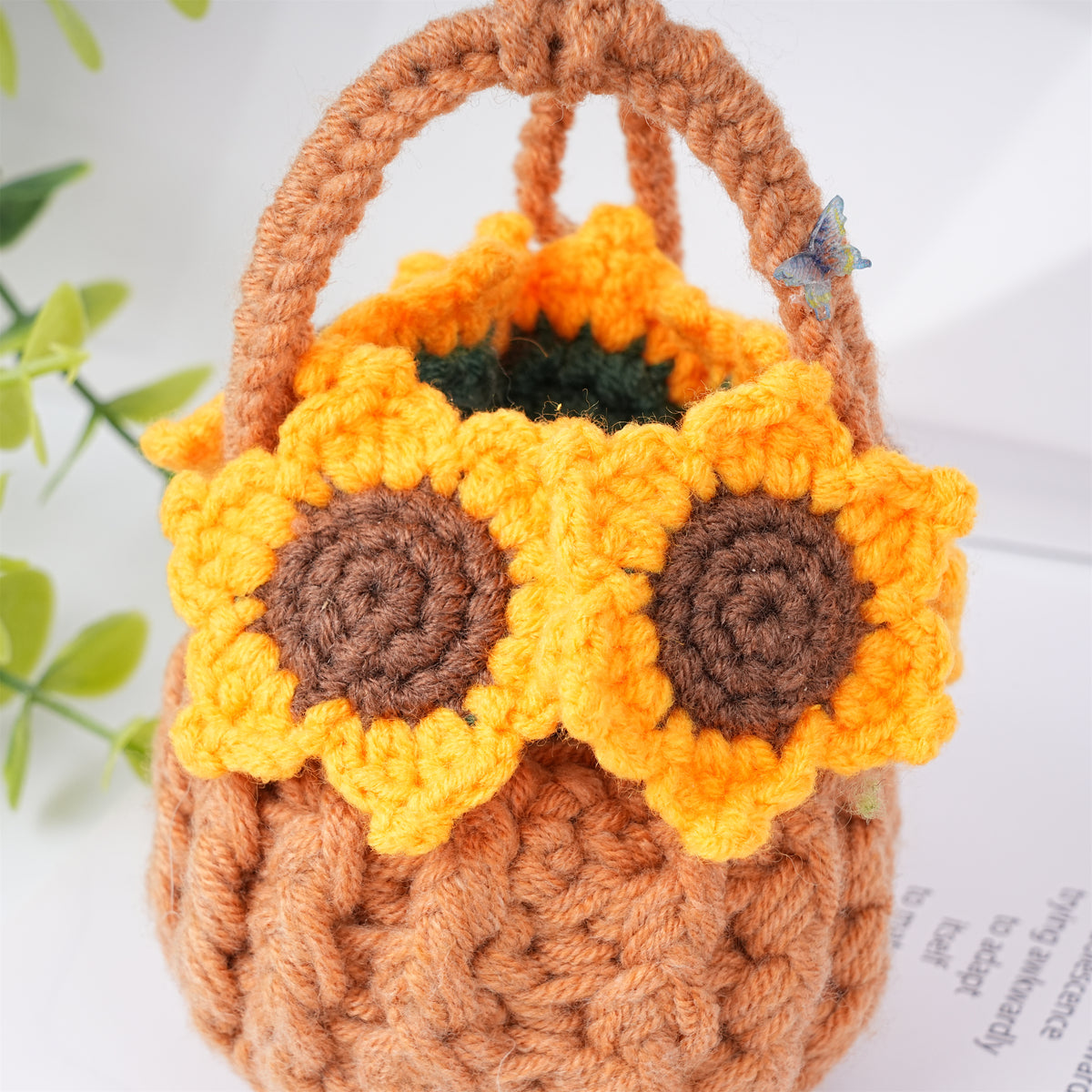 Crochet Flowers Basket Hanging,Fall Home Decor