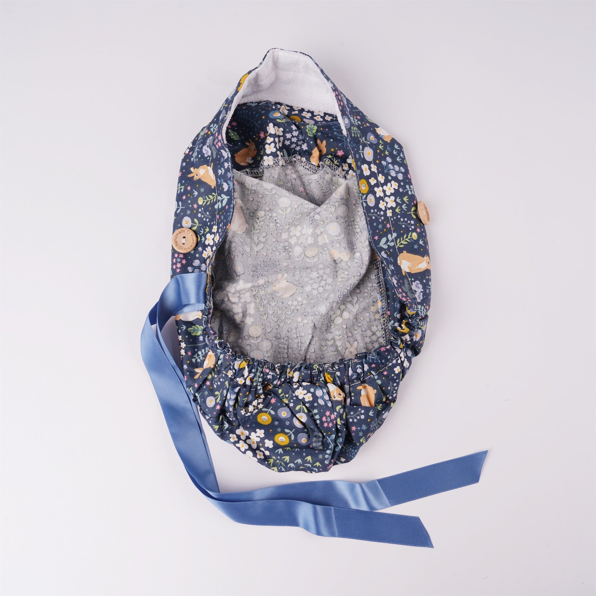Navy Bunny Cotton Ponytail Scrub Cap