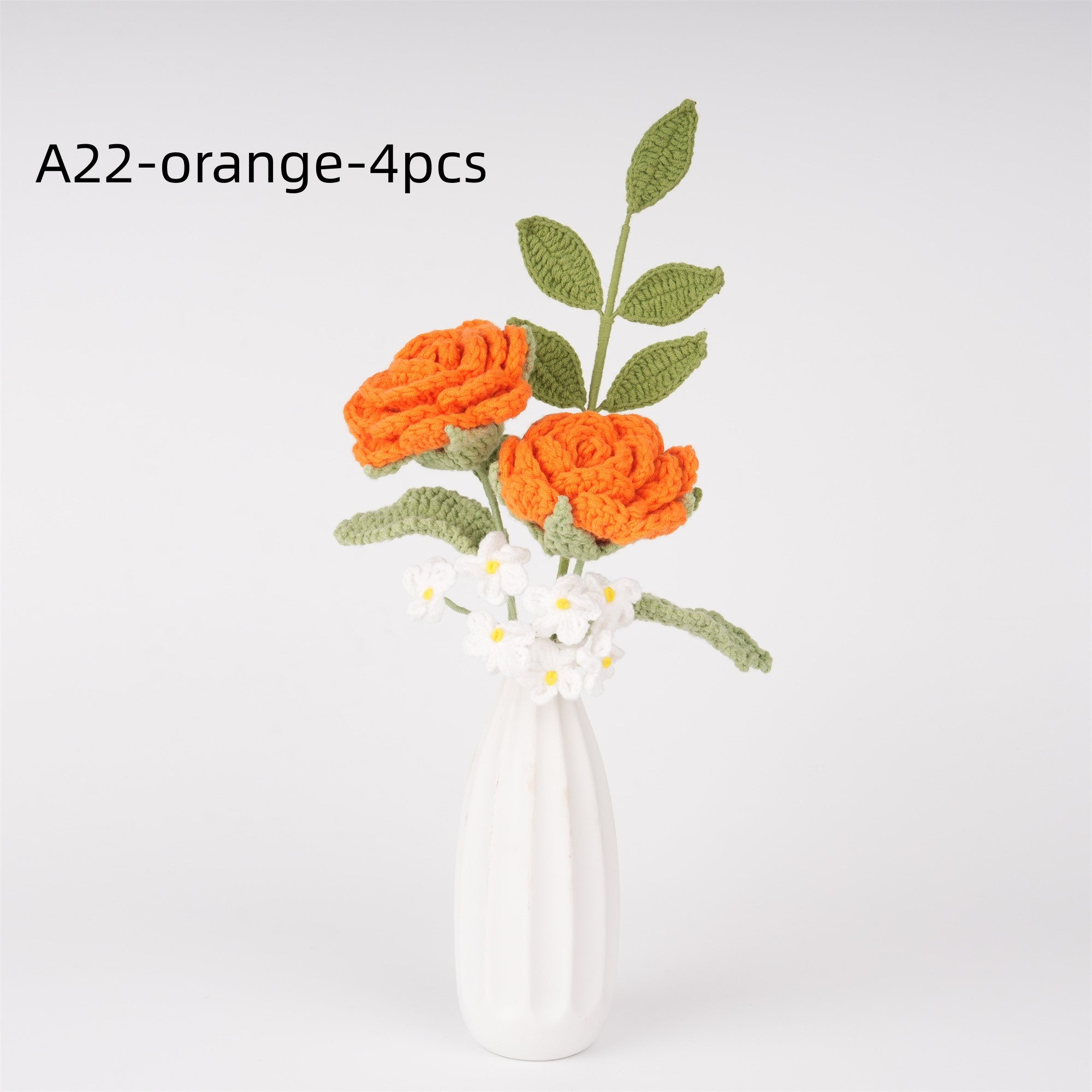 4PCS Crochet Valentine's Rose Bouquet - Knitted Floral Arrangement