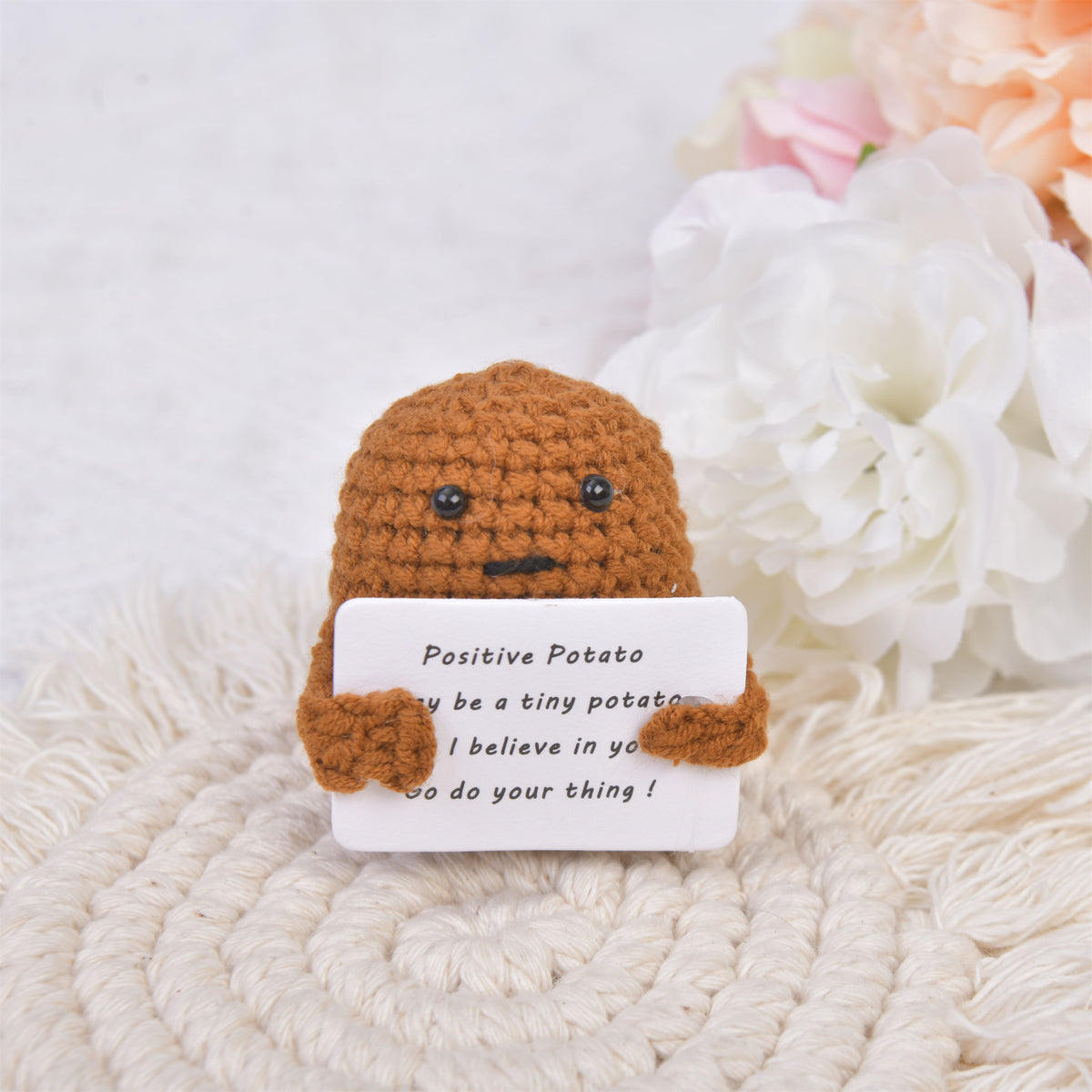 Handmade Crochet Potato with MIni Card,Emotional Support Gift