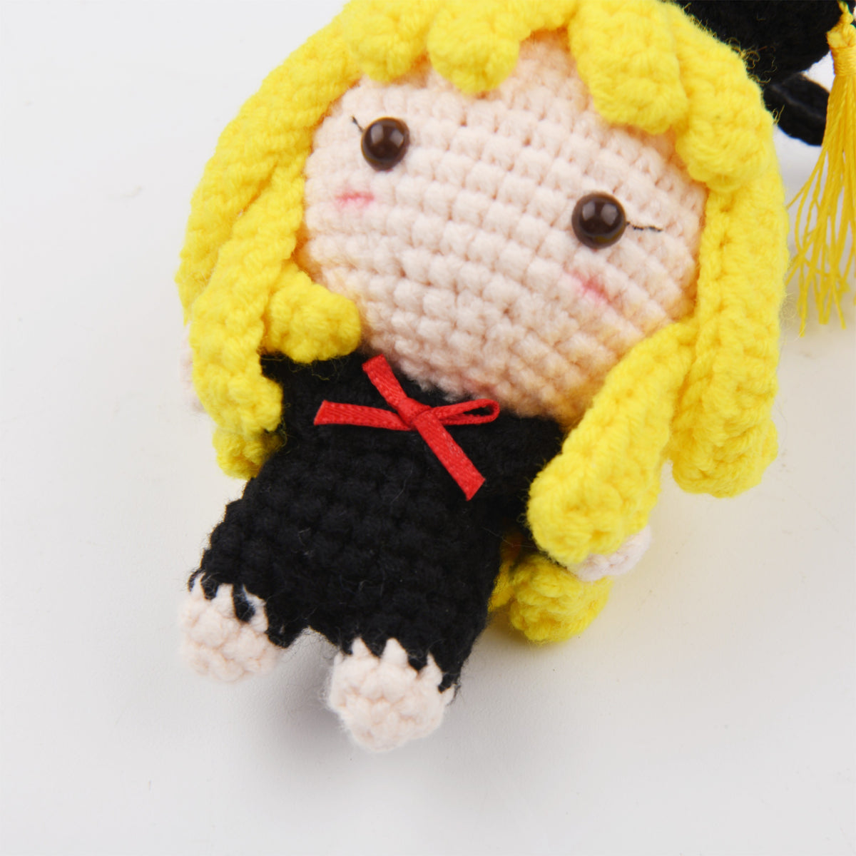 Yellow Hair Crochet Graduation Doll Car Mirror Pendant