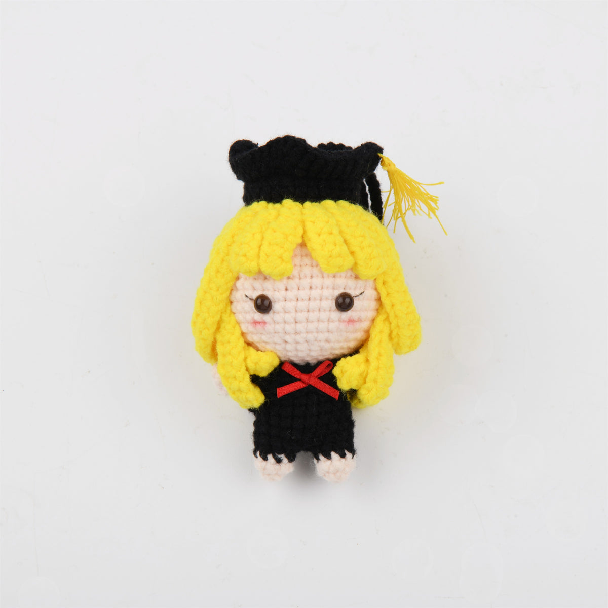 Yellow Hair Crochet Graduation Doll Car Mirror Pendant