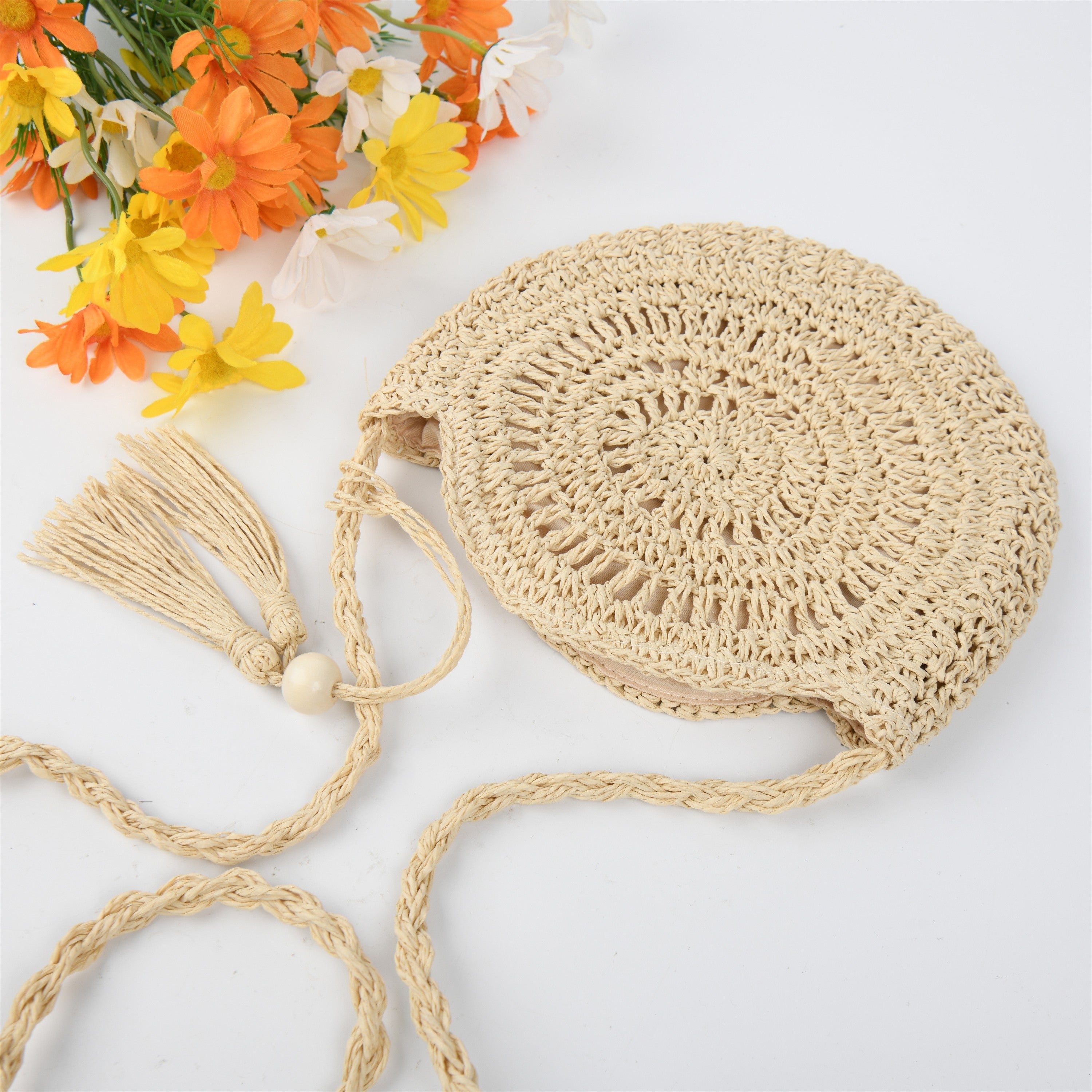 Straw Woven Bag,Hollow Holiday Vacation Cross-body Bag, Handmade Paper Rope Handbag for Party|Beach|Birthday|Wedding