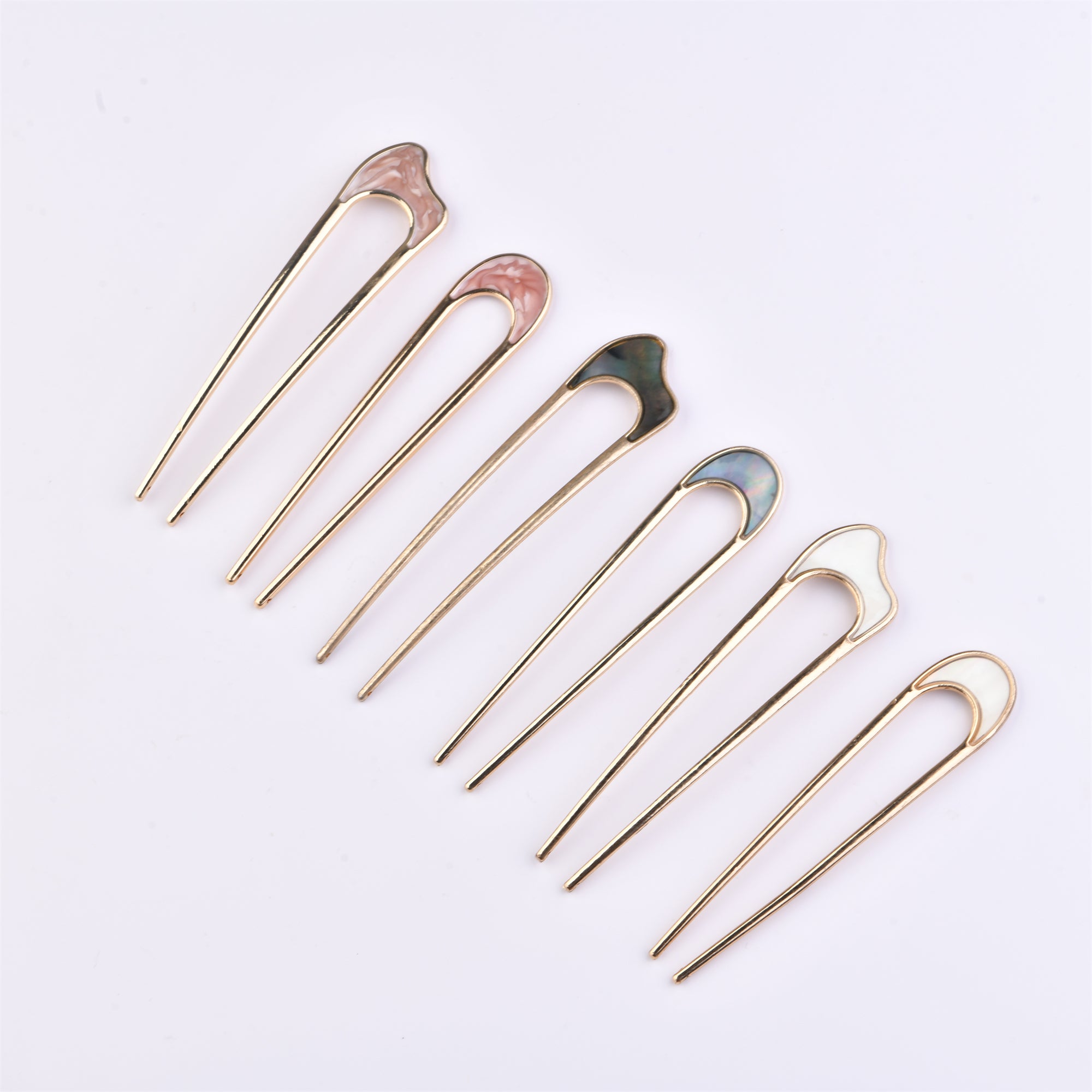 Handmade Shell Golden Hairpin & Minimalist Hair Fork Set - Secure Locks & Elegant Look, Gems Ponytail Holder & Wedding Hair Piece