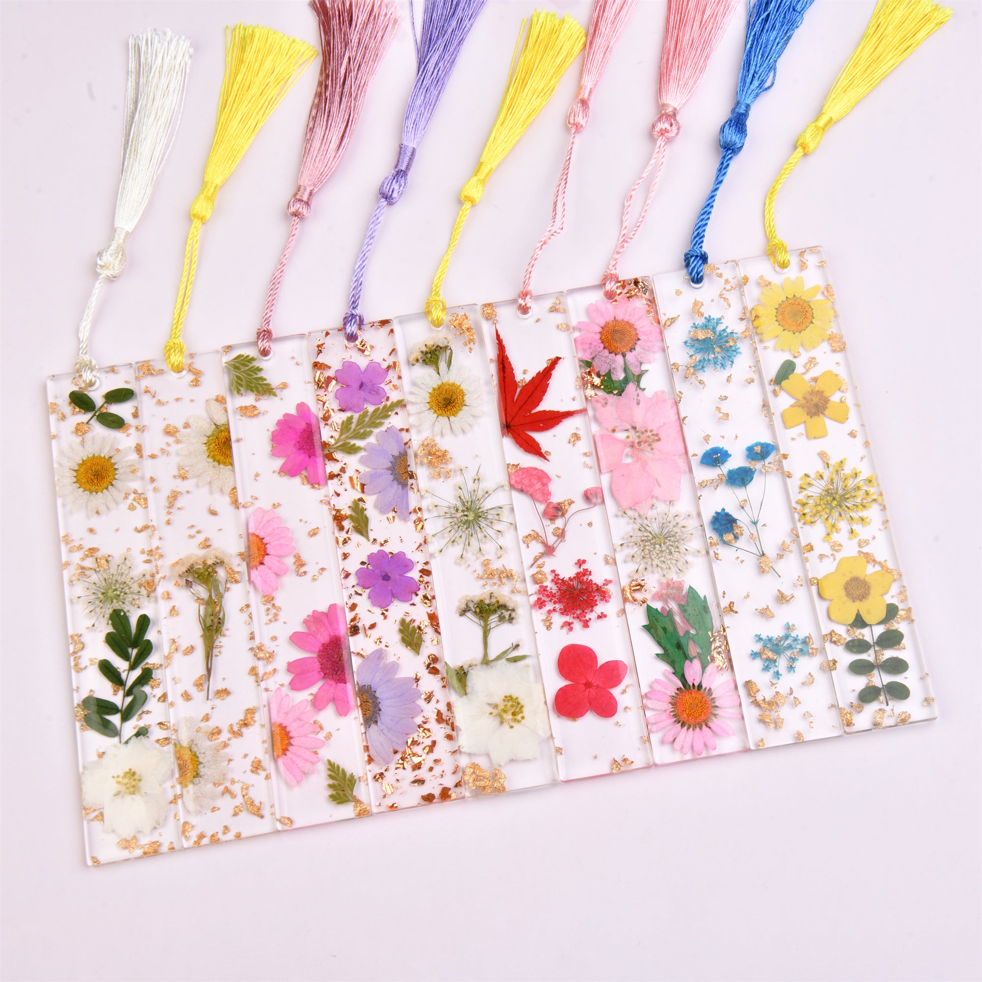 Real Flower Resin Bookmark with Tassel - Handmade Floral Book Mark for Teachers and Book Lovers