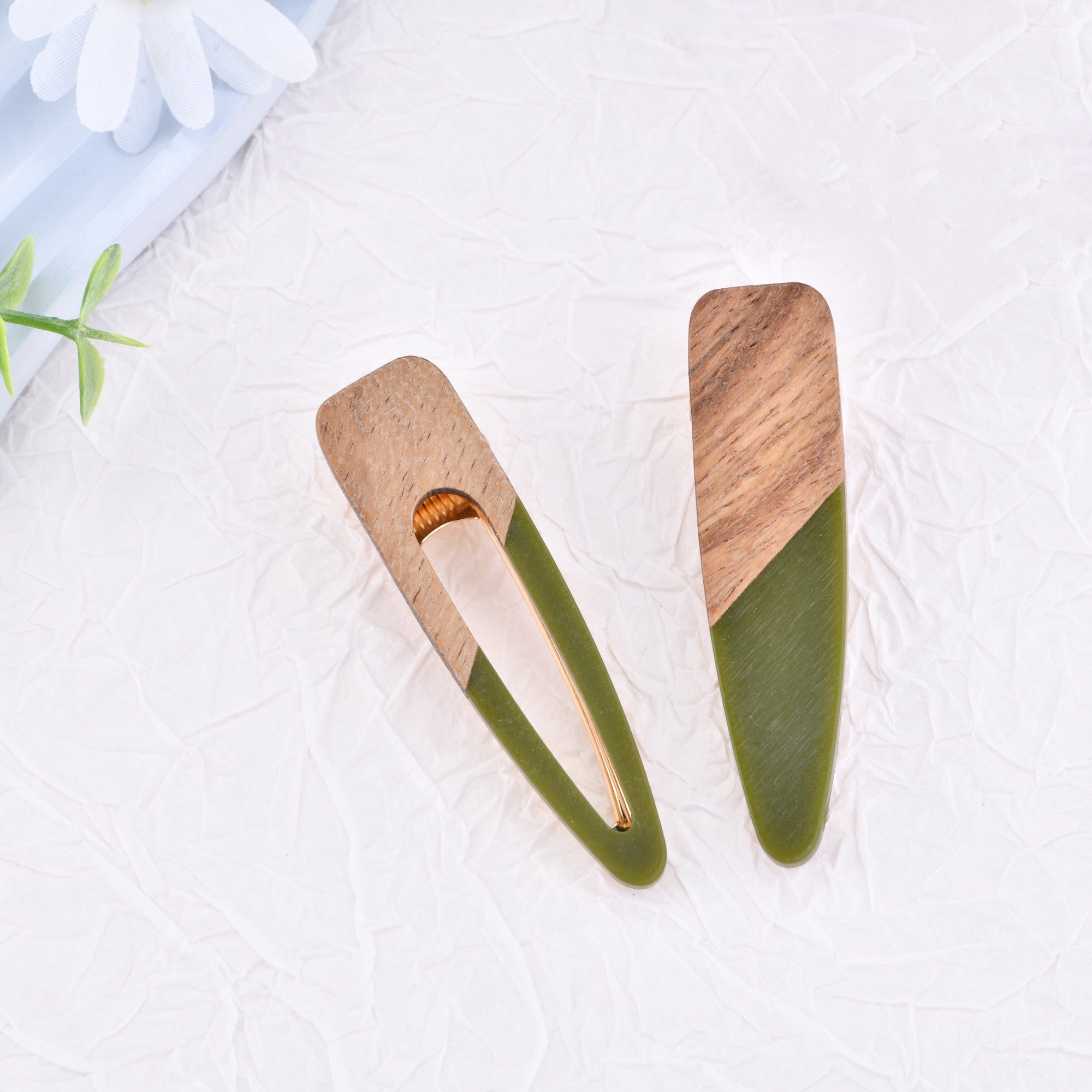 Wooden Hair Clip Set, 2 pcs Hair Clip Pack, Alligator Barrett, Bangs Hairpin, Girls Stocking Stuffer