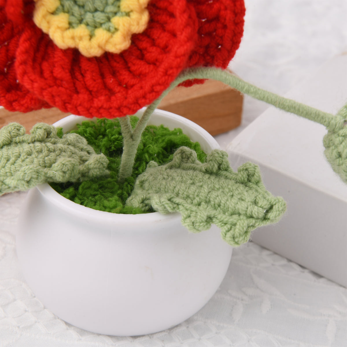 Puppy Flower in a Pot, Handmade Crochet Decor