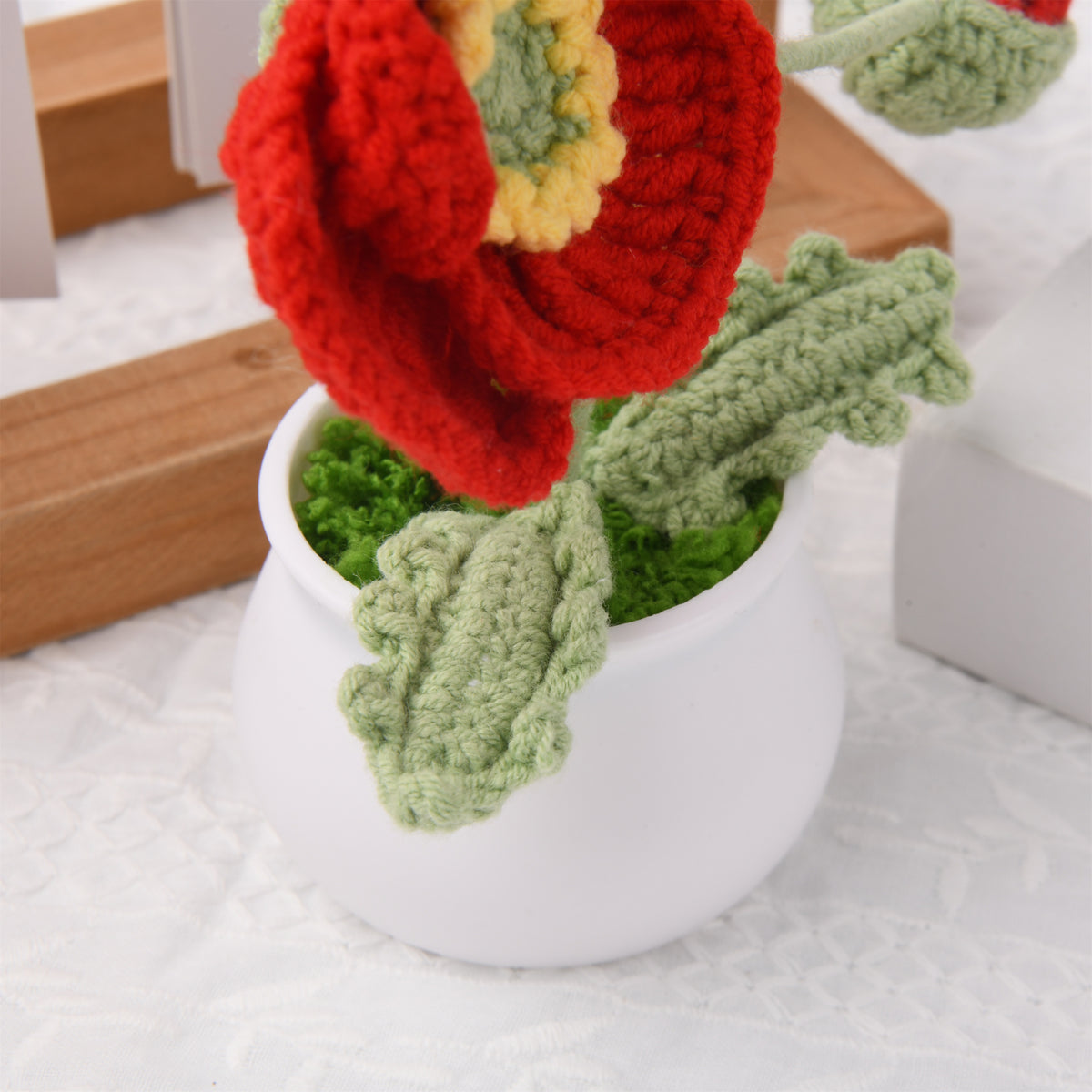 Puppy Flower in a Pot, Handmade Crochet Decor