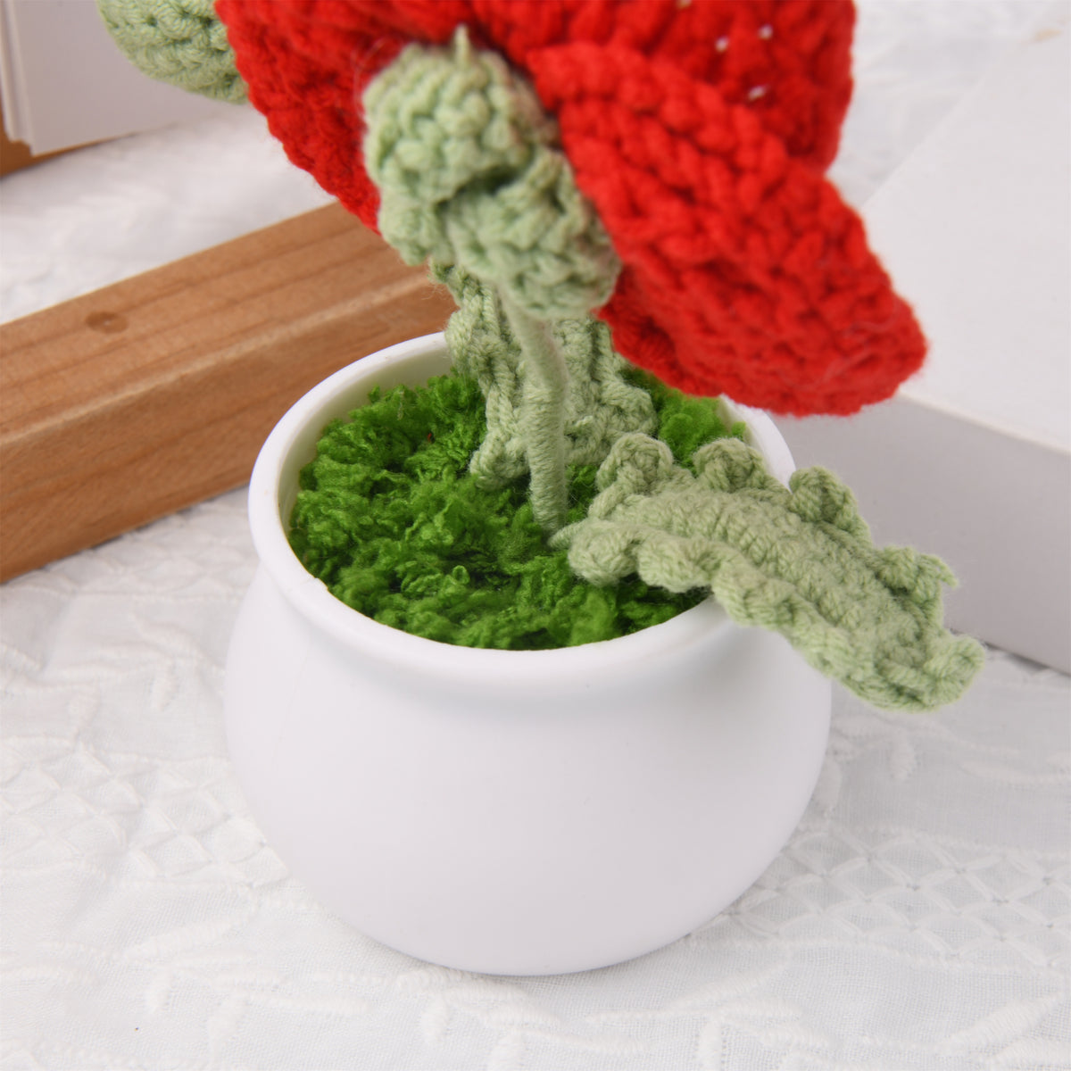 Puppy Flower in a Pot, Handmade Crochet Decor