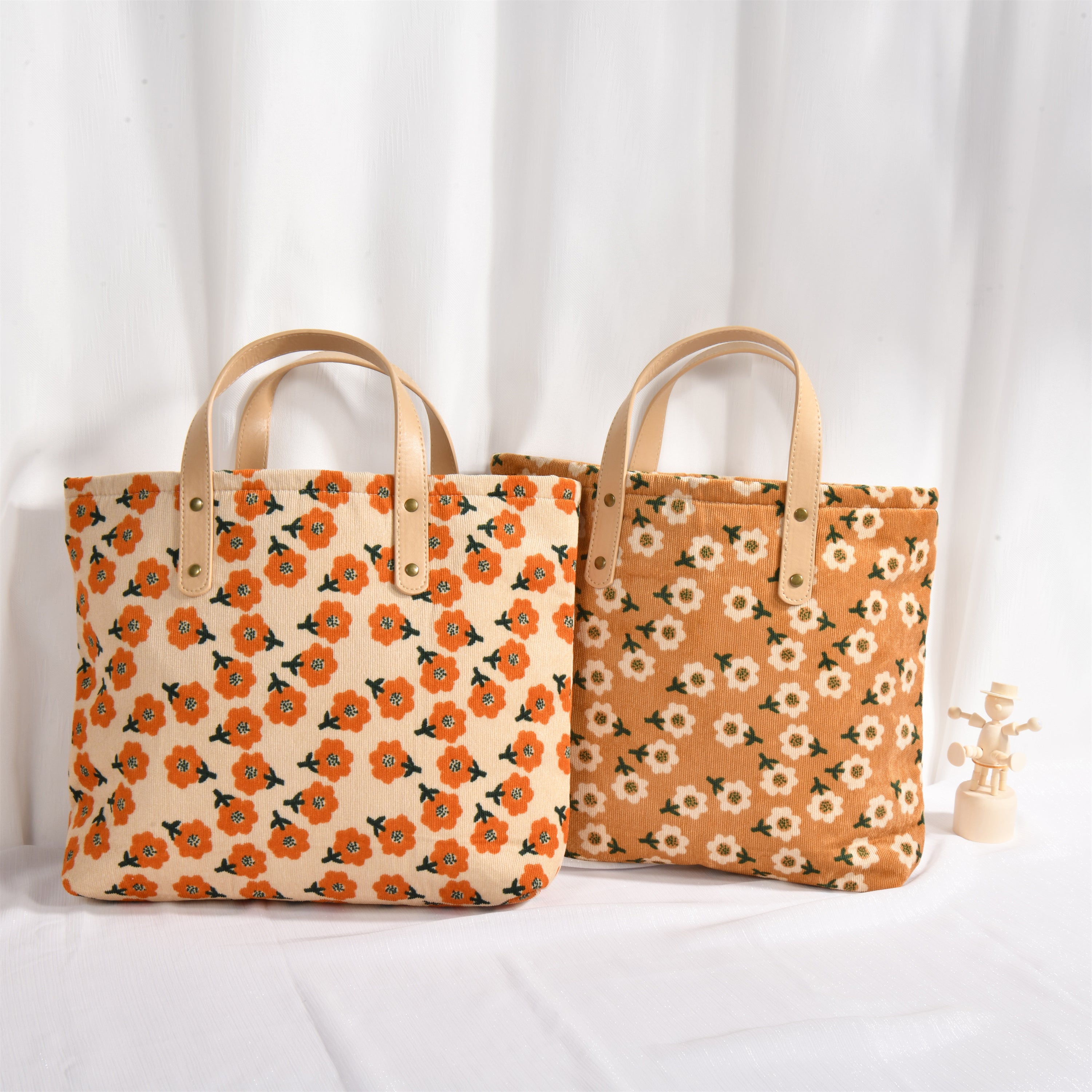 Plum Blossom Flowers Corduroy Tote Bag