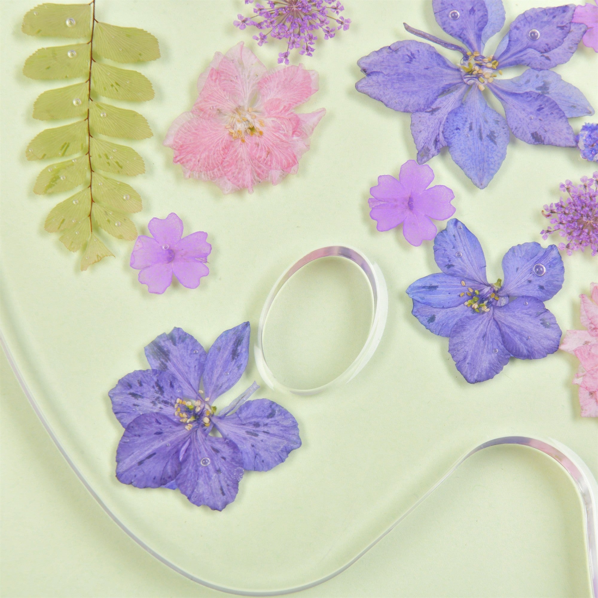 Handmade Purple Floral Resin Paint Palette, Wildflowers,Daisy,Leaves