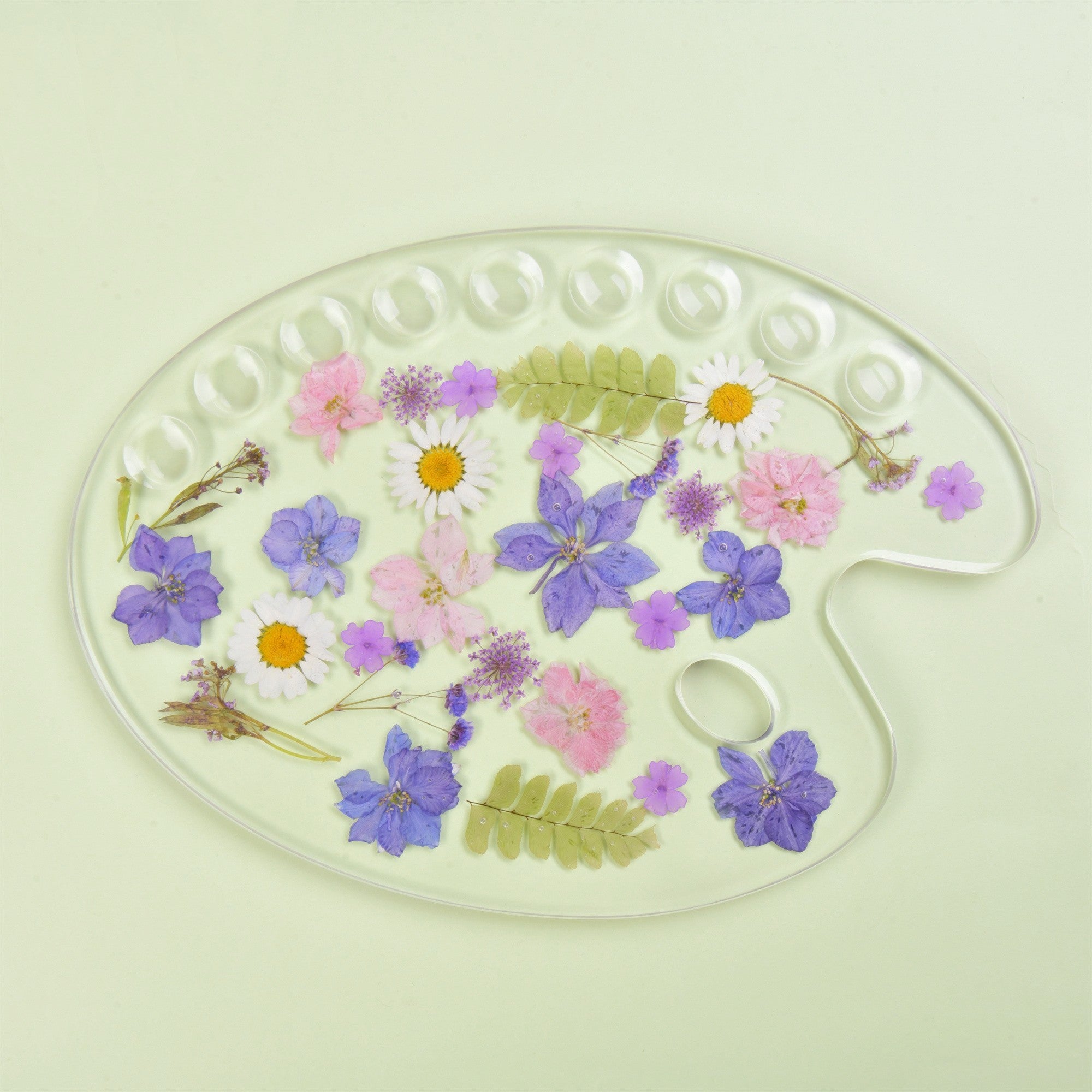 Handmade Purple Floral Resin Paint Palette, Wildflowers,Daisy,Leaves