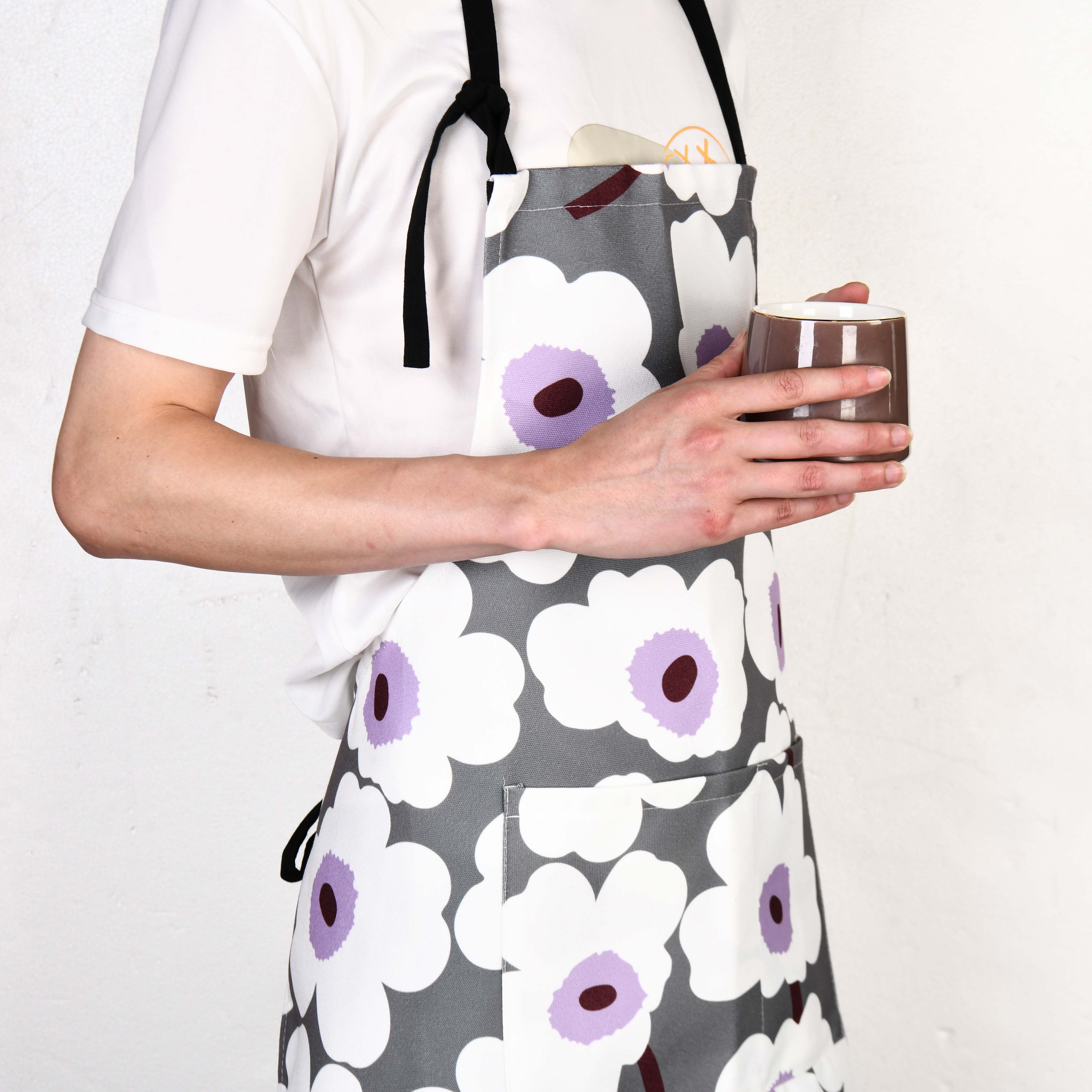 Large Floral Cotton Apron with Pocket,Perfect for Cooking,Garden,Farmhouse
